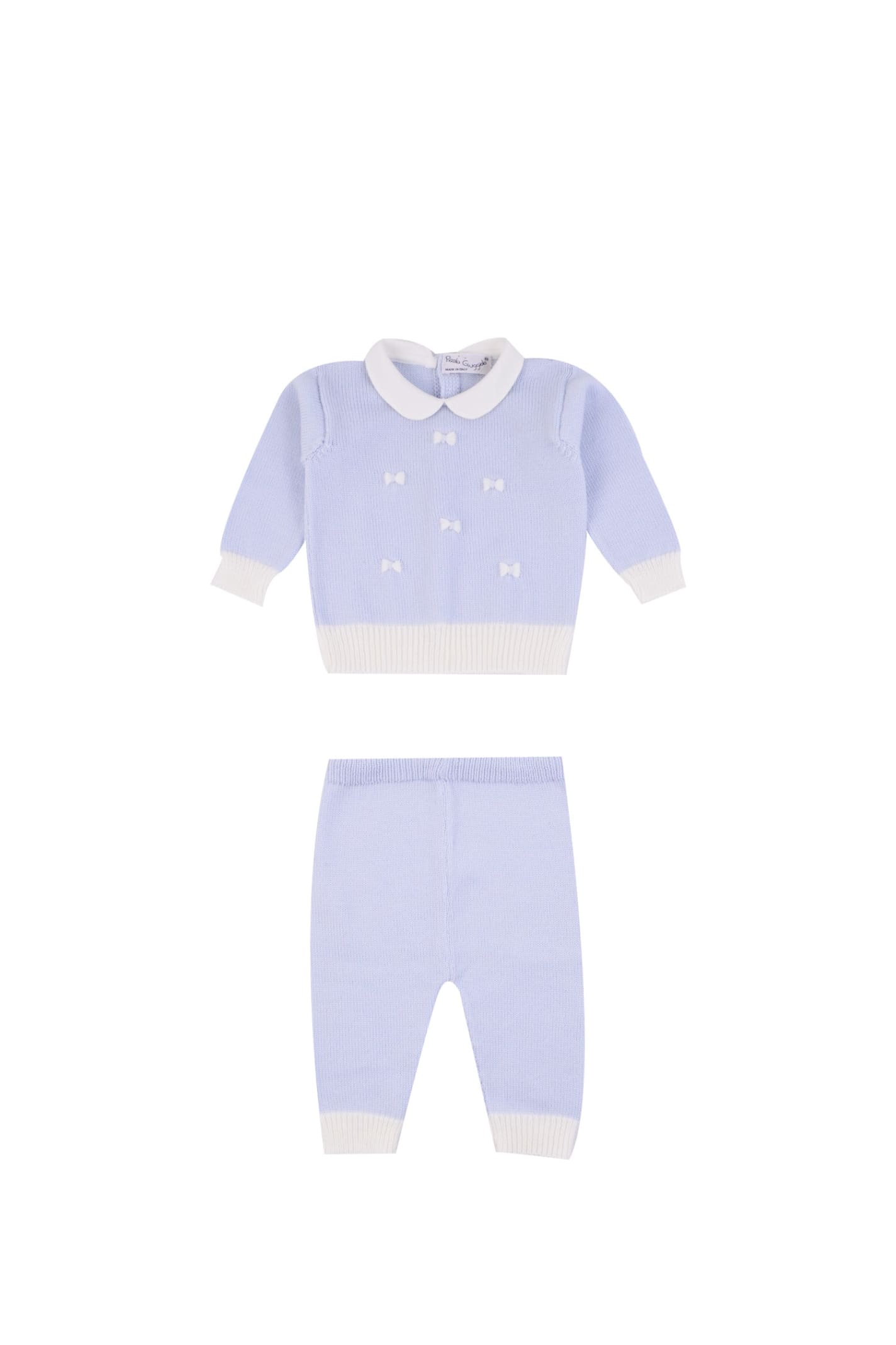 Piccola Giuggiola Babies' Wool Sweater And Trousers In Light Blue