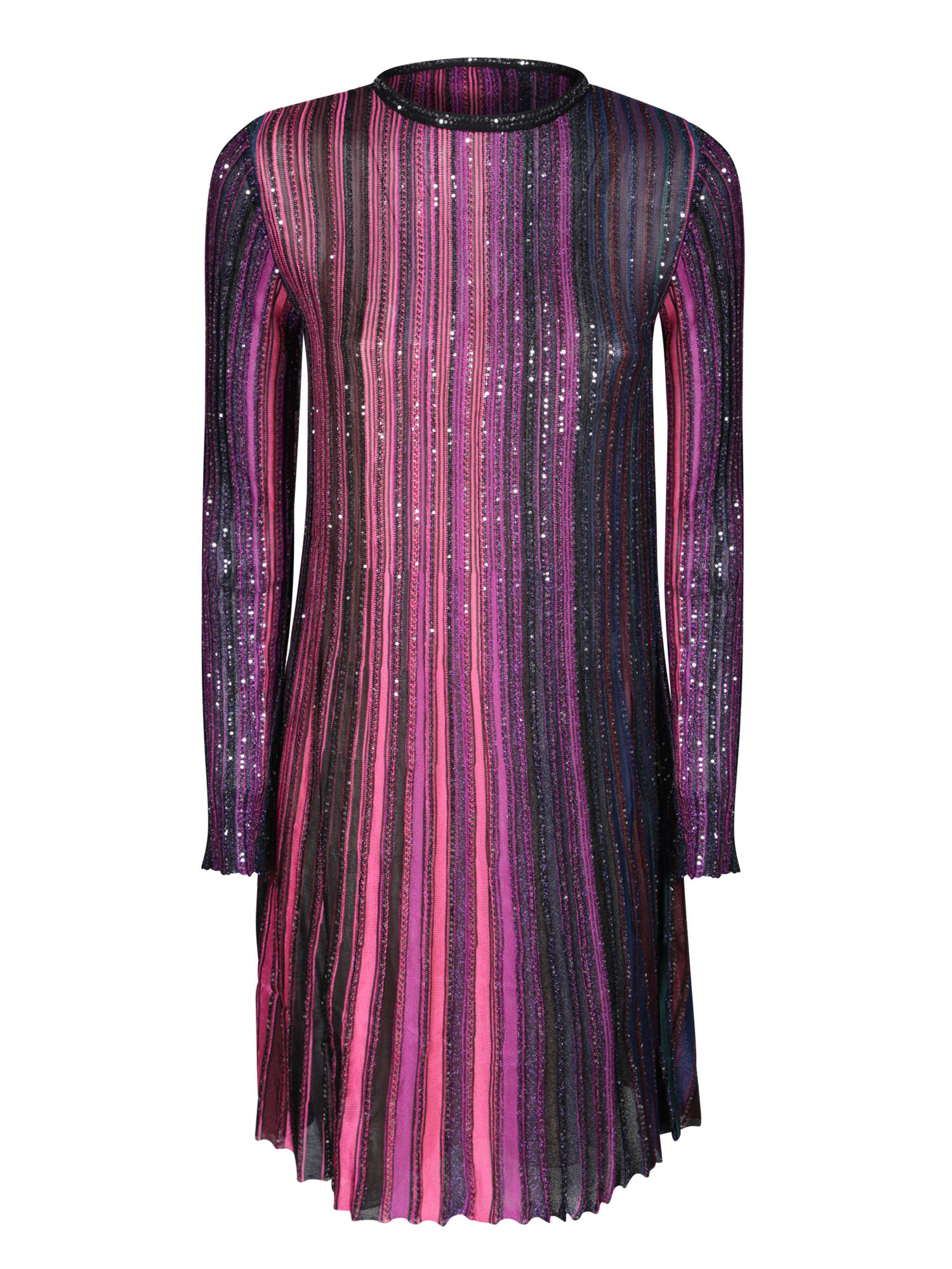 Shop Missoni Sequin-embellished Multicolor Minidress In Black