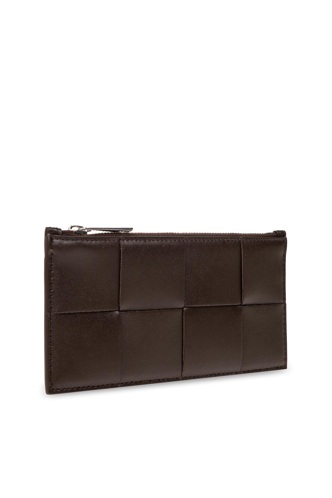 Bottega Veneta Small Double Folding Wallet With Change Purse In Marrone
