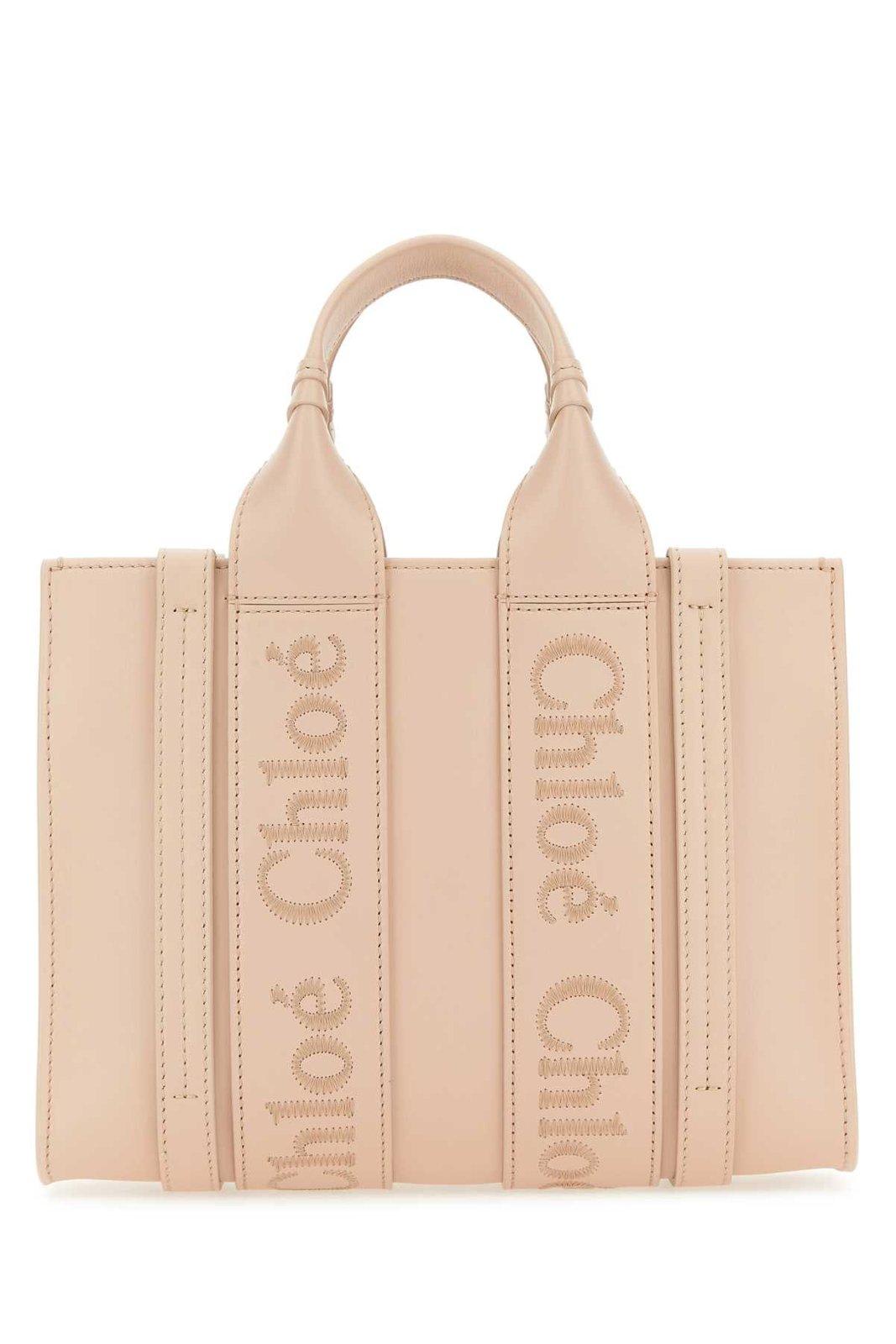 Shop Chloé Woody Small Tote Bag In Cement Pink