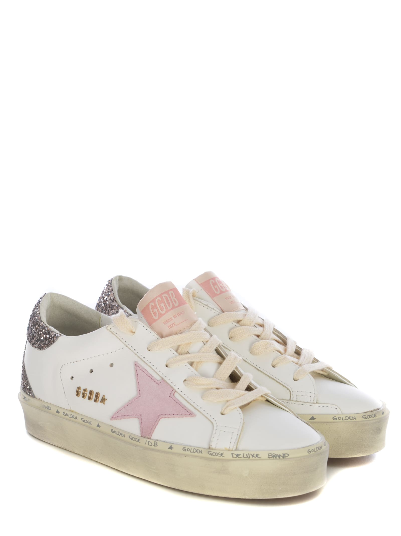 Shop Golden Goose Sneakers  Hi Star Made Of Leather In Bianco