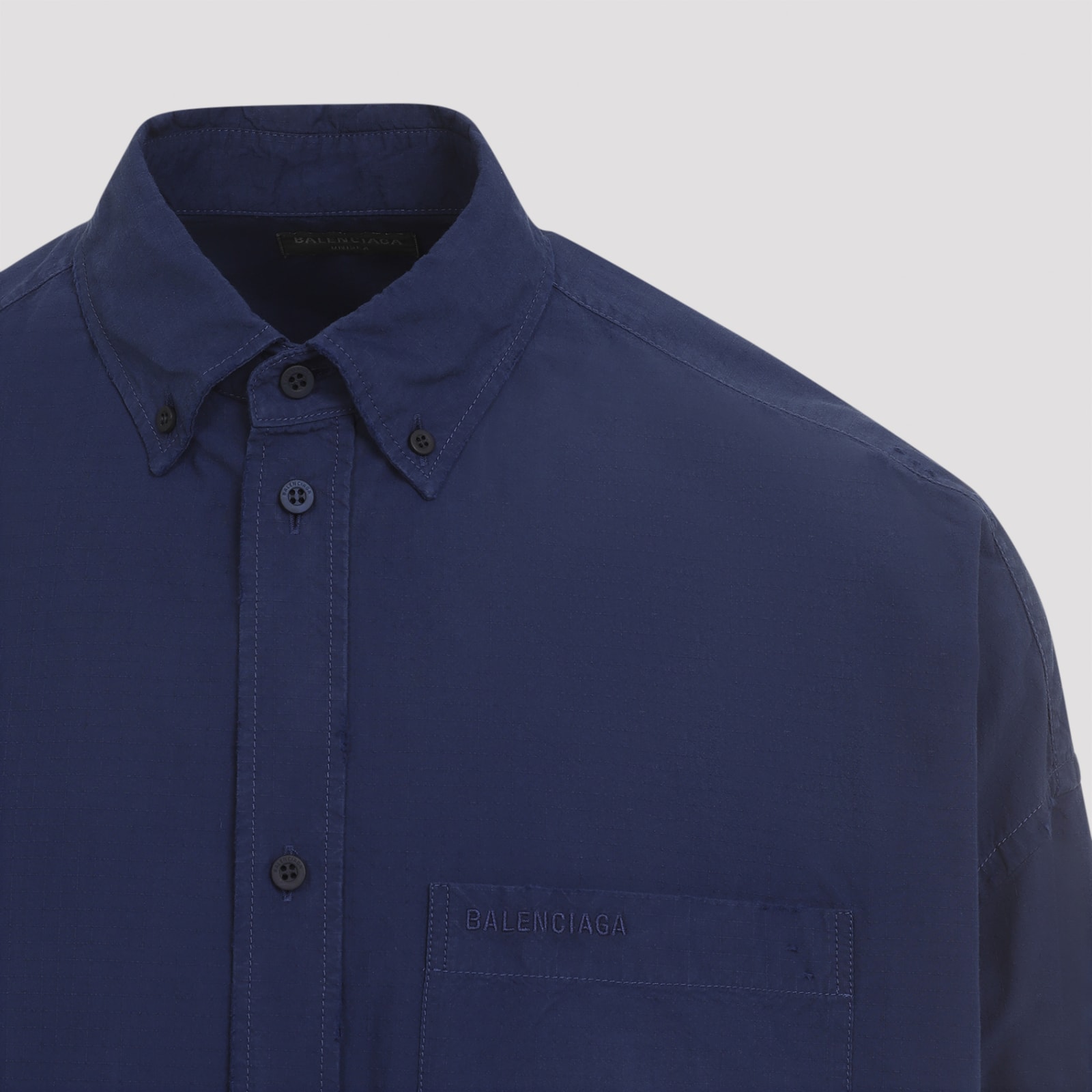 Shop Balenciaga Ls Cocoon Shirt In Marine Blue