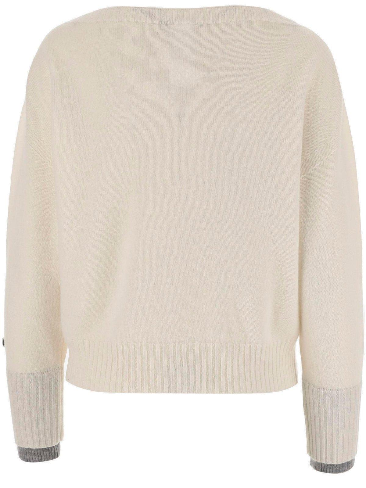 Shop Pinko Logo Patch Layered Jumper In Bianco E Grigio