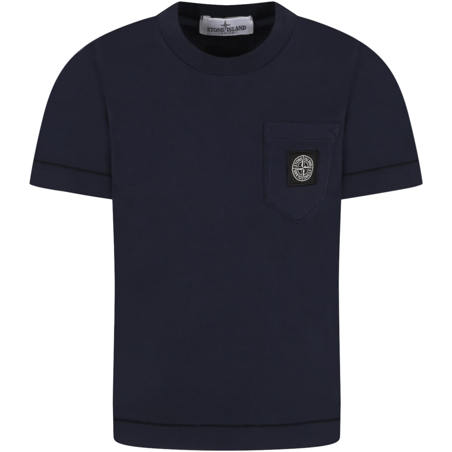 Stone Island Junior Blue T-shirt For Boy With Iconic Patch
