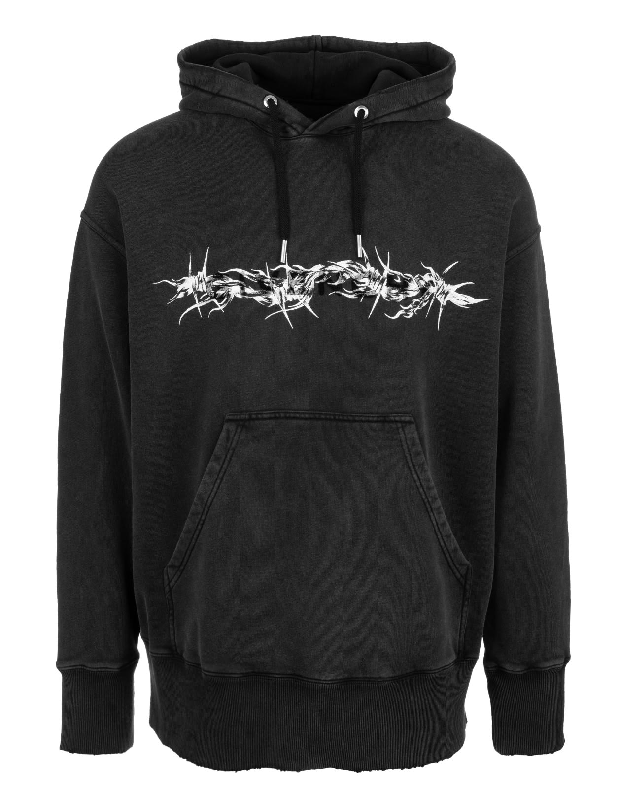 Man Black Givenchy Barbed Wire Oversize Hoodie