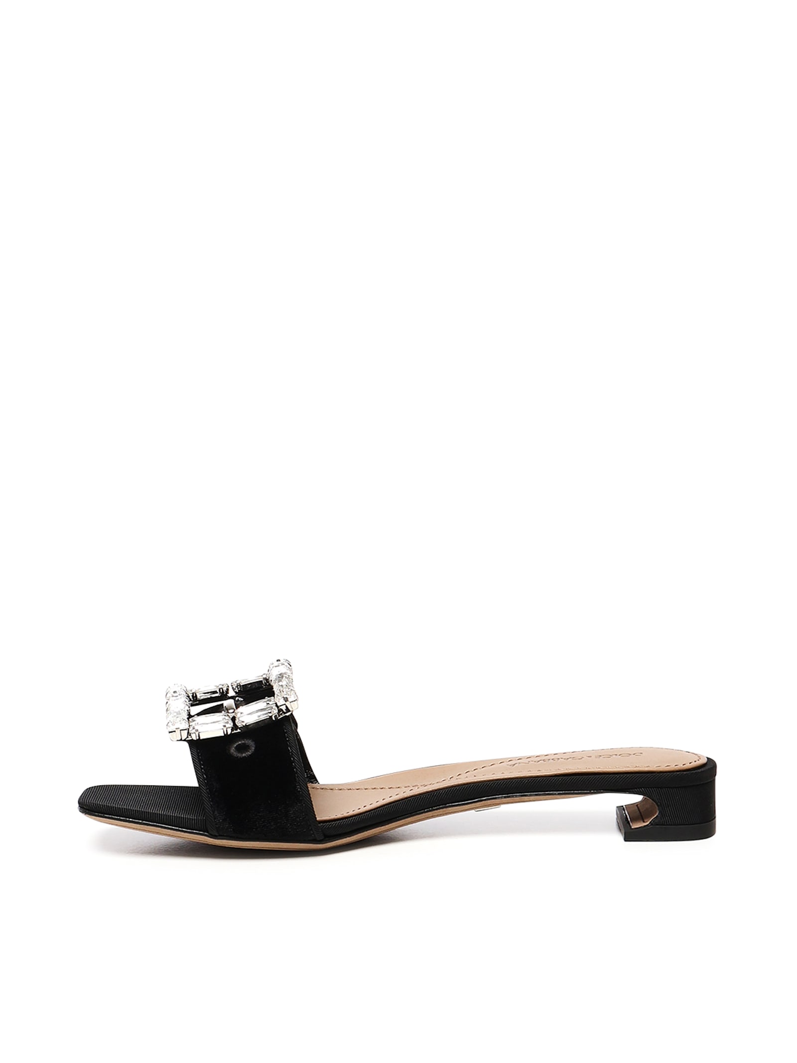 Dolce & Gabbana Buckled Velvet Sandals In Black