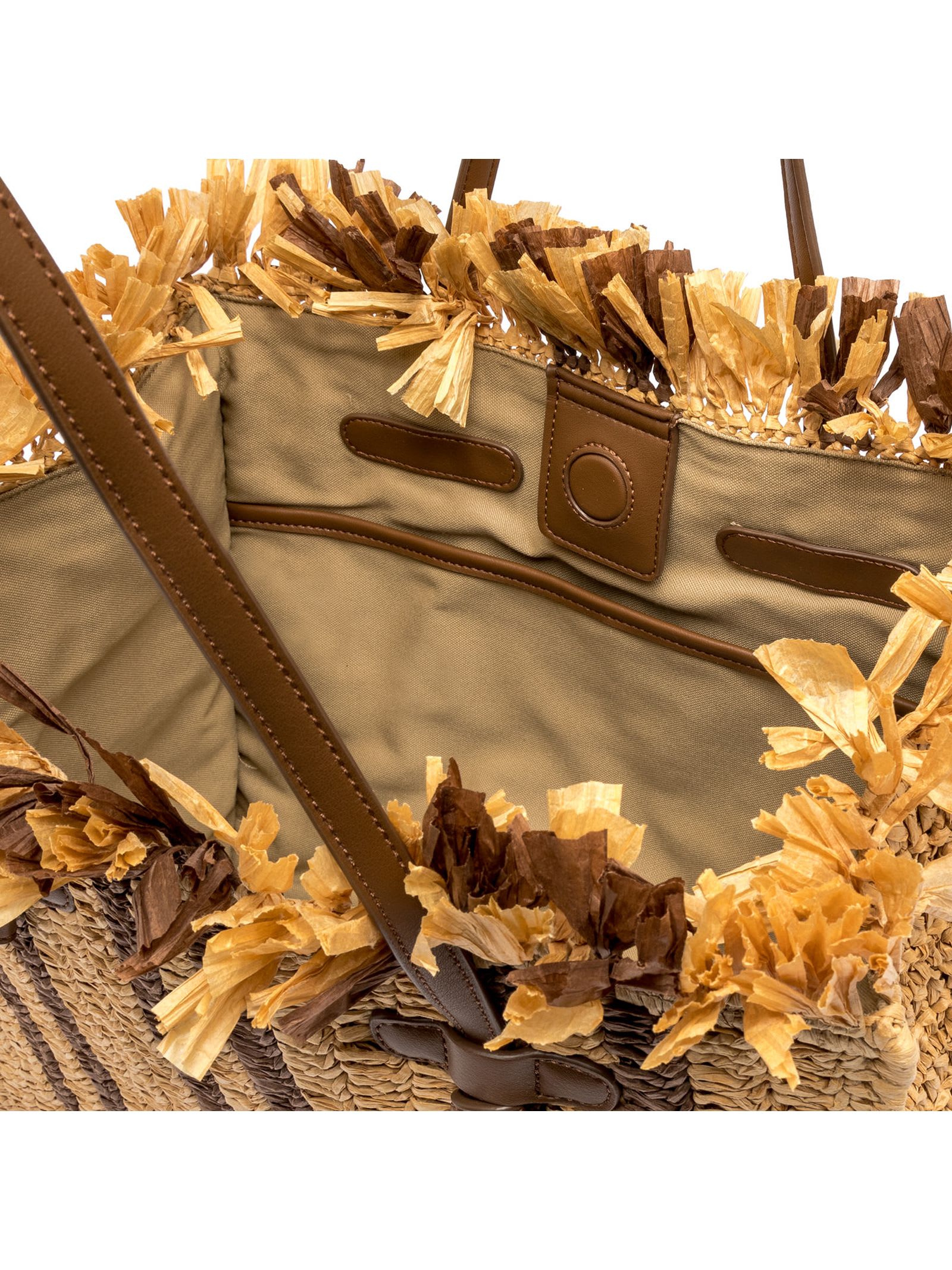 Shop Gianni Chiarini Shopping Bag Is Made Of Straw-effect Material In Brown