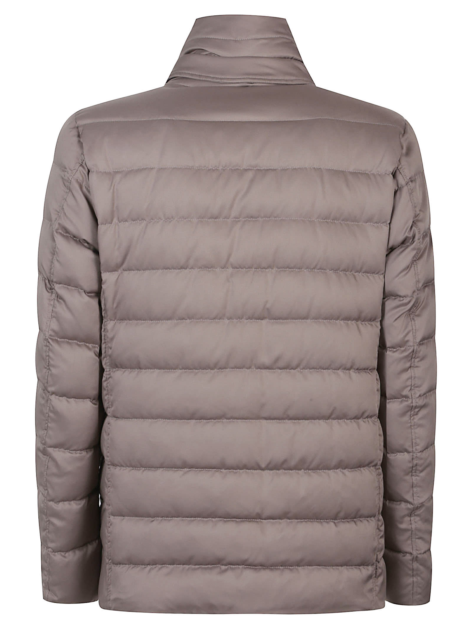 Herno Padded Jacket With Notched Lapel And Quilted Design In Gray