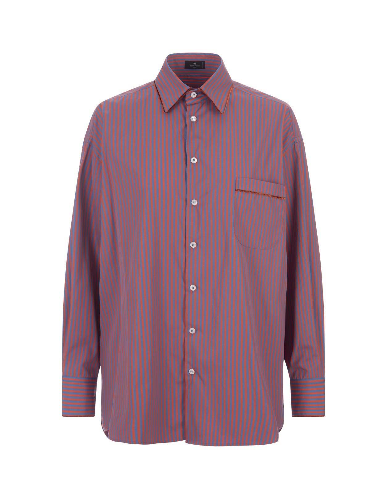 Shop Etro Purple Striped Over Shirt With Contrast Piping