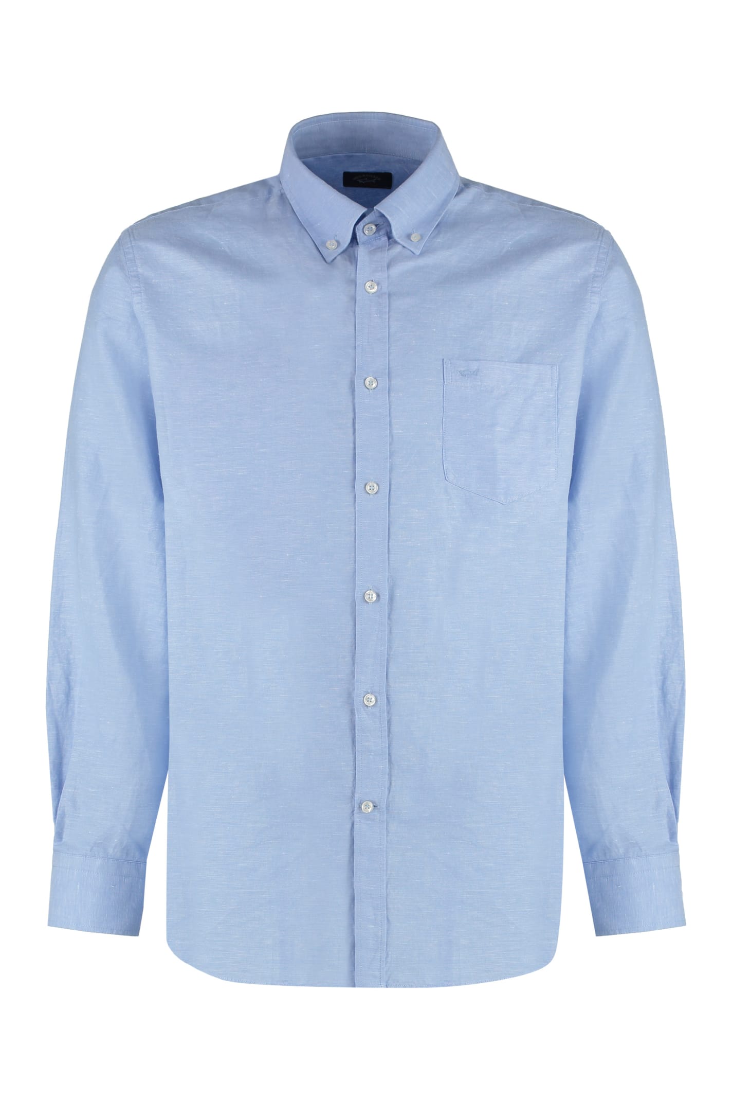 Paul & Shark Lapel Long-sleeved Shirt In Blue