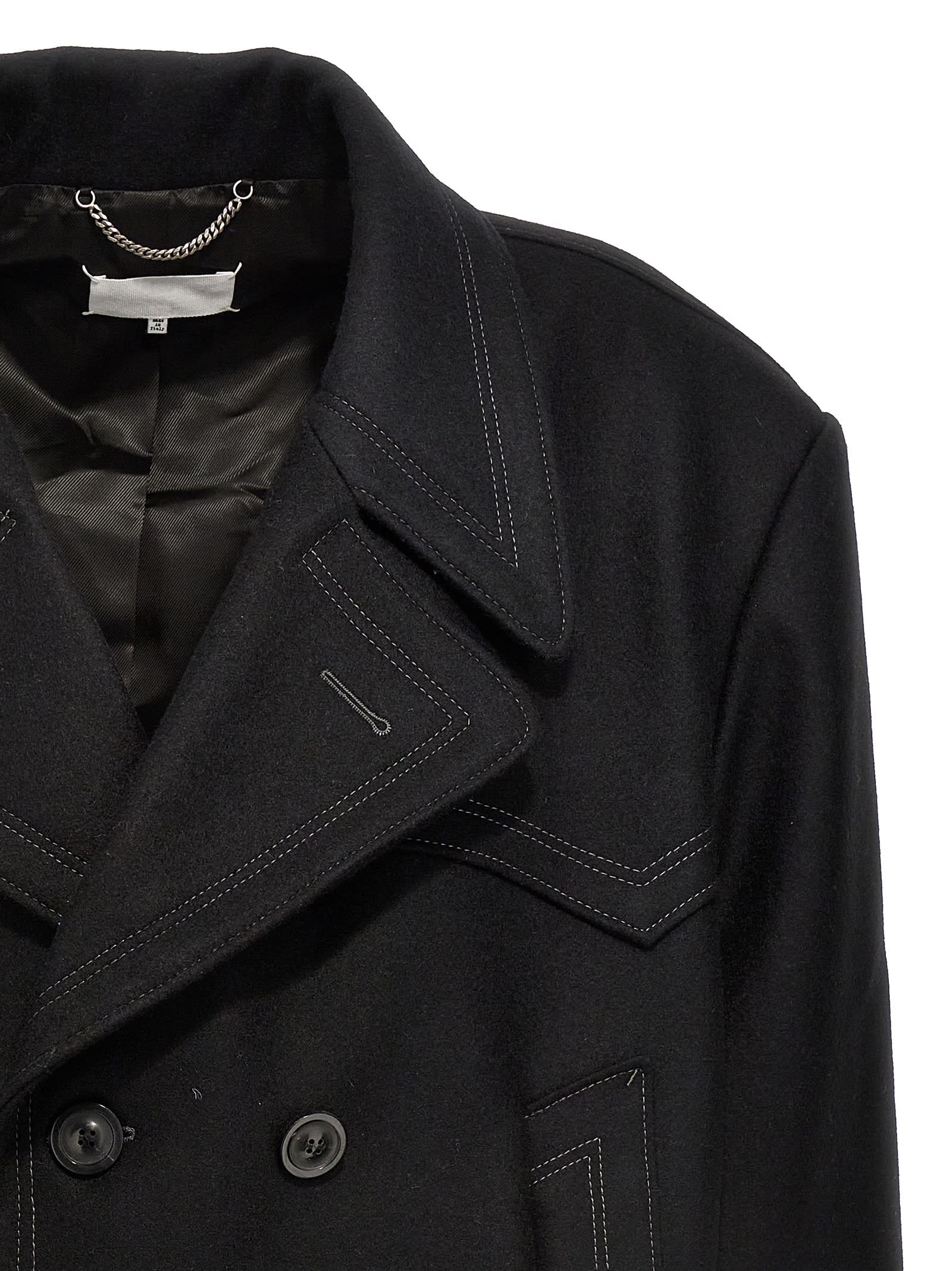 Shop Maison Margiela Double-breasted Coat In Black