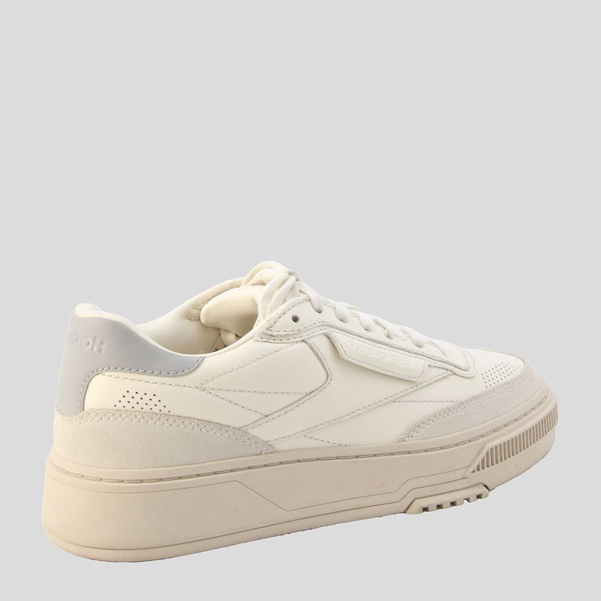 Shop Reebok White And Grey Leather C Ltd Sneakers