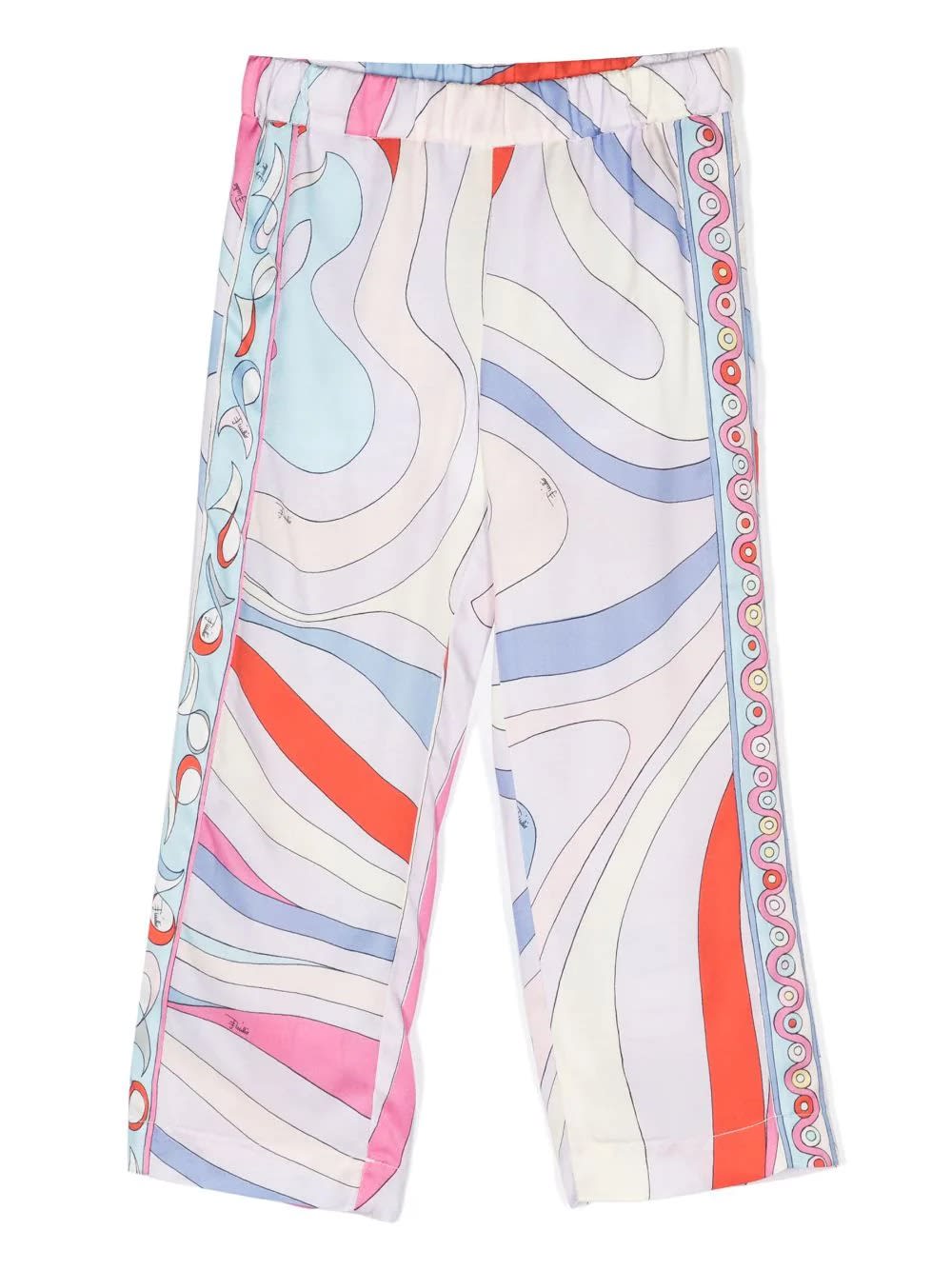 Pucci Kids' Trousers With Light Blue/multicolour Iride Print