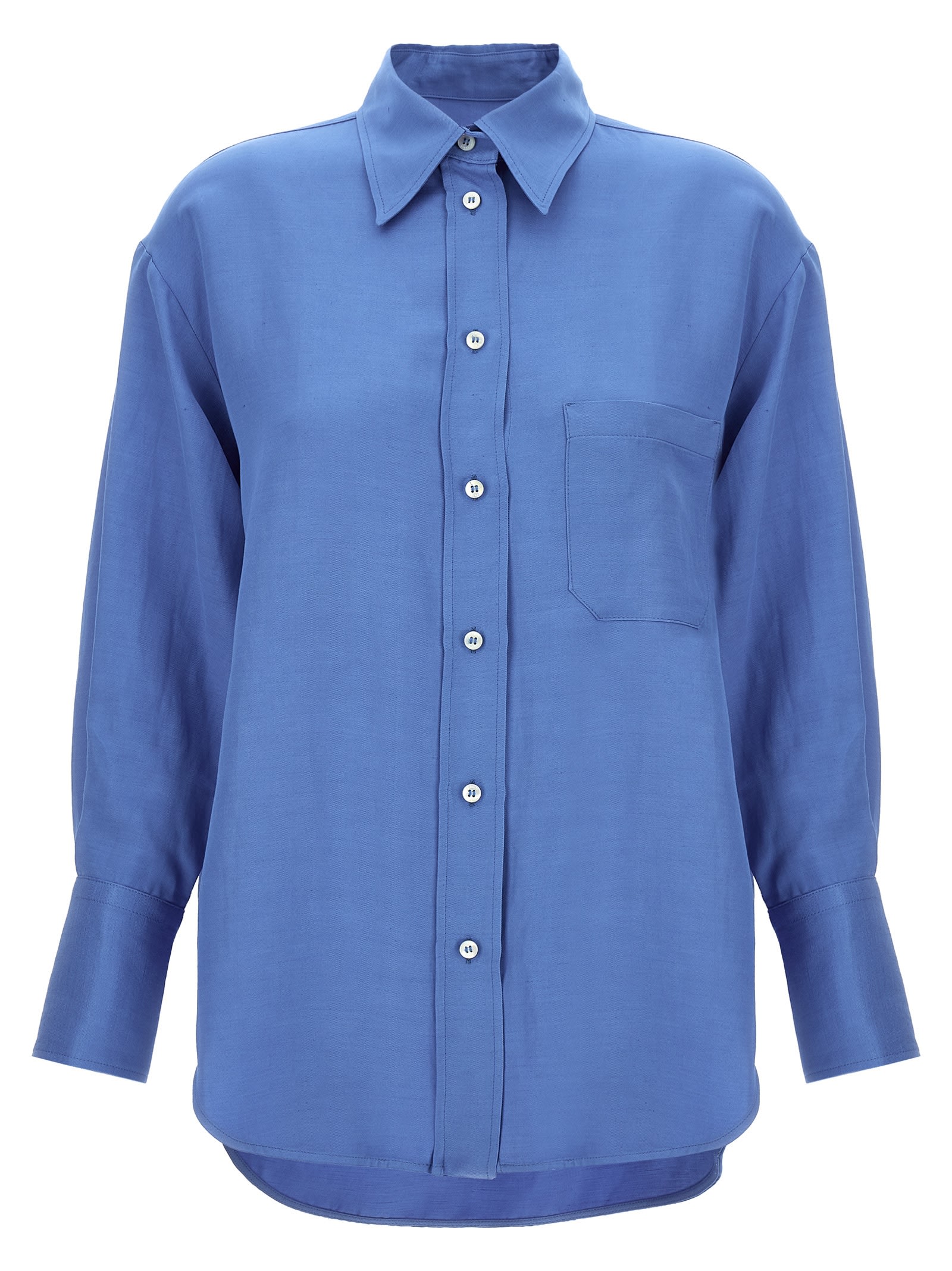 Shop Alberto Biani Boyfriend Shirt In Light Blue