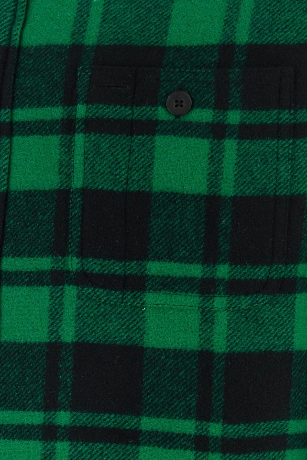 Shop Ralph Lauren Printed Wool Blend Shirt In Green/black