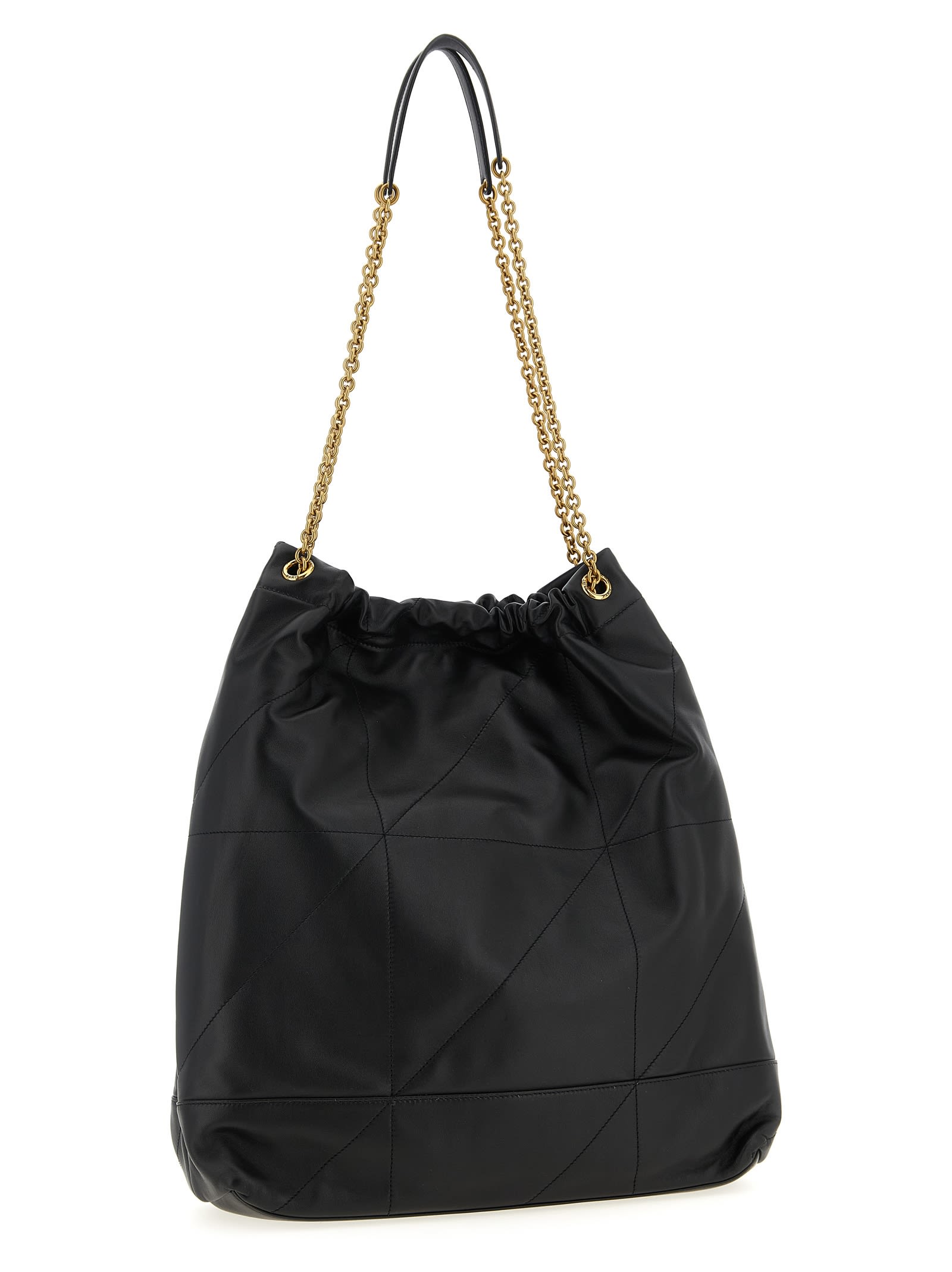 Saint Laurent Large Quilted Shoulder Bag With Chain Strap In Black