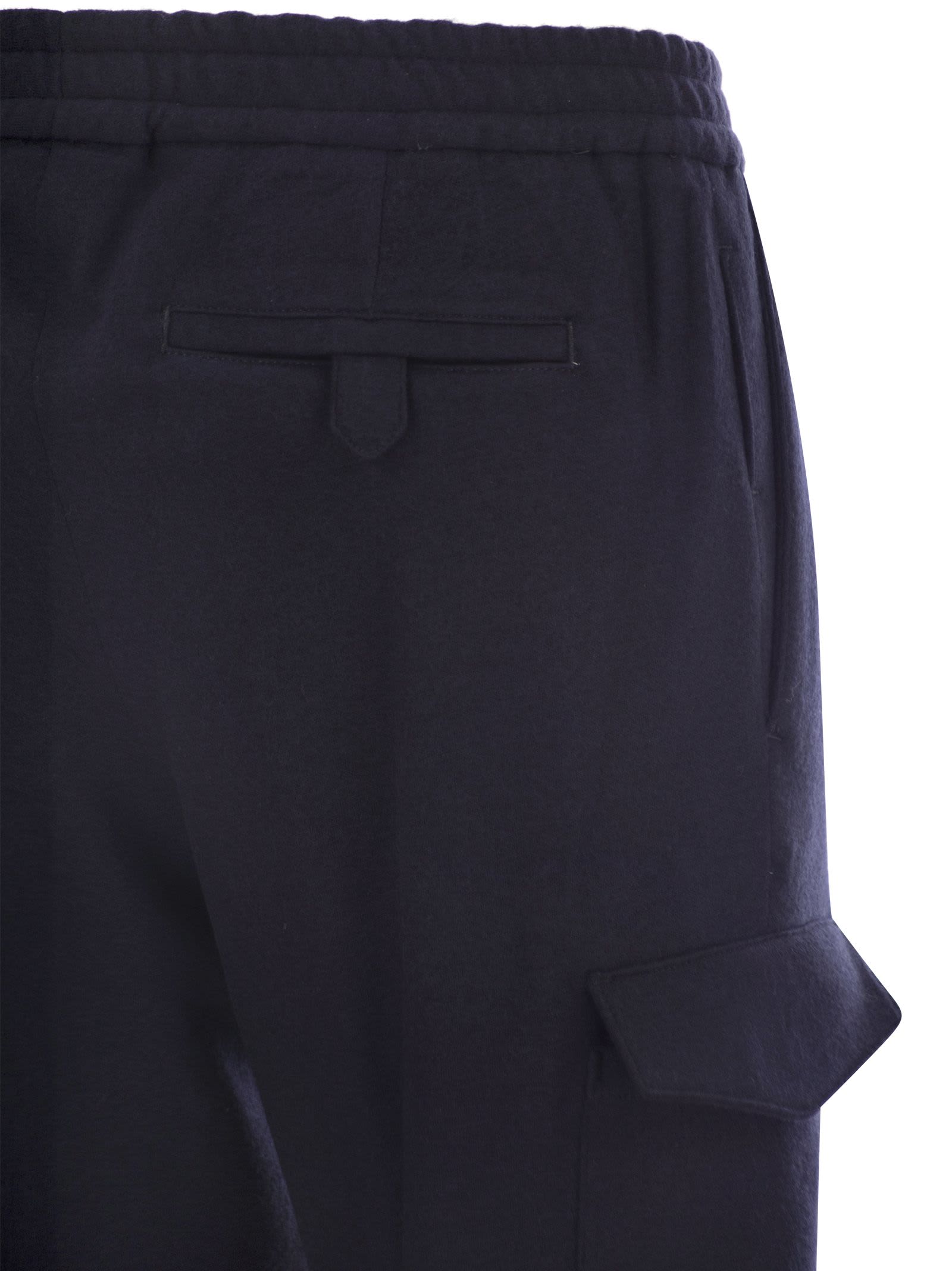 Shop Pt Torino Virgin Wool Cargo Jogger Trousers In Navy