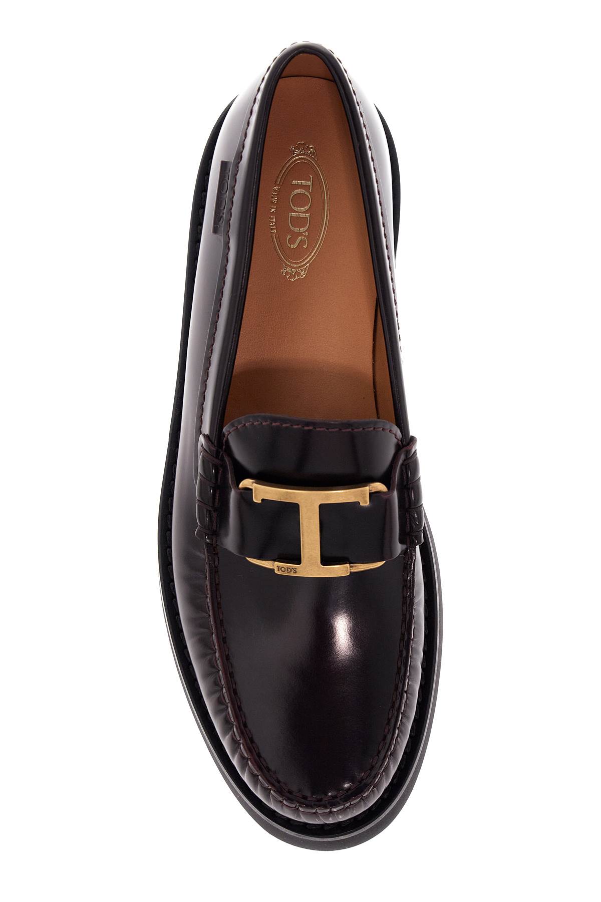 Shop Tod's T Timeless Leather Loafers In Mosto (red)