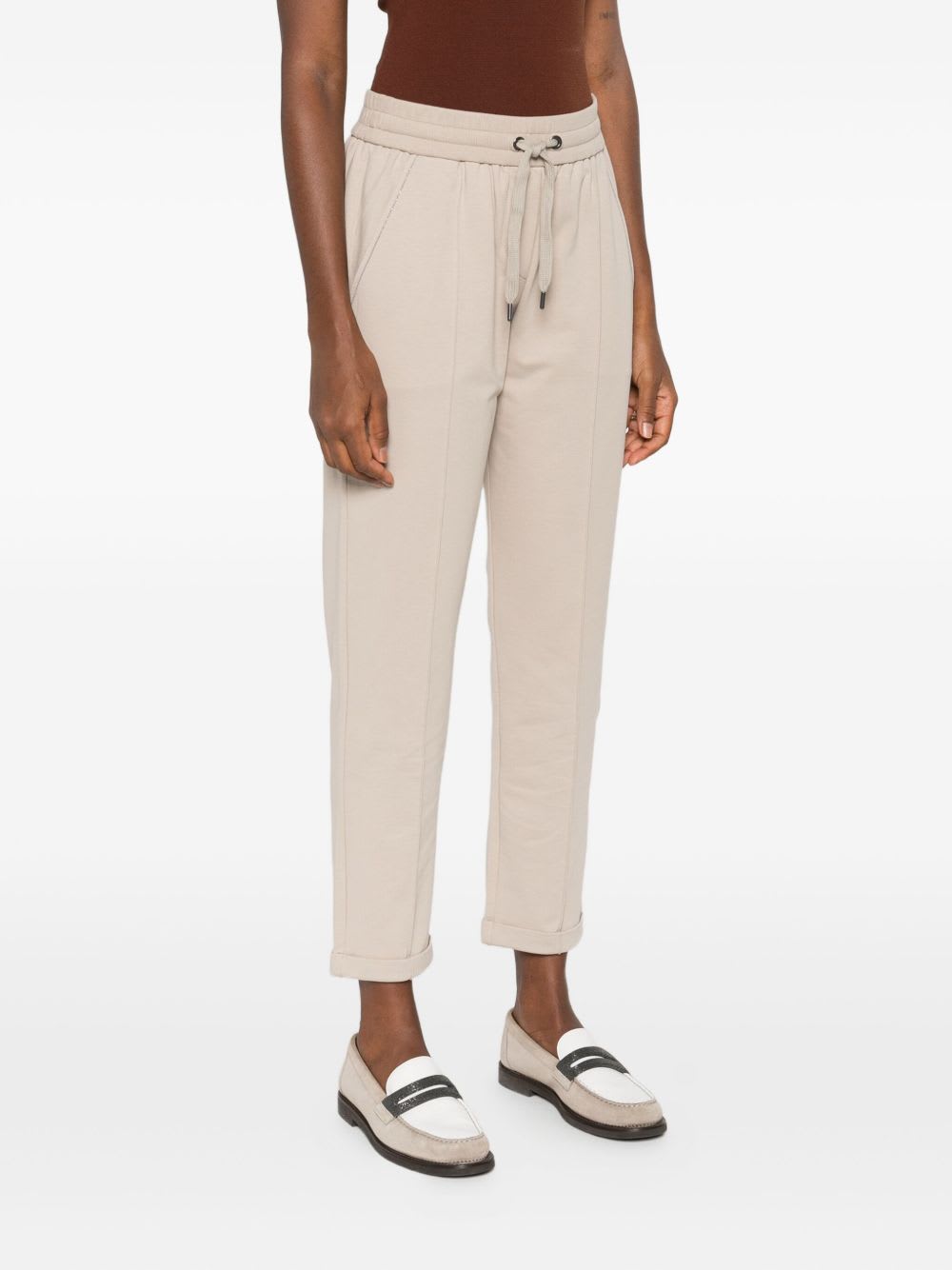 Brunello Cucinelli Cotton Joggers With Elastic Waistband And Side Pockets In Pink
