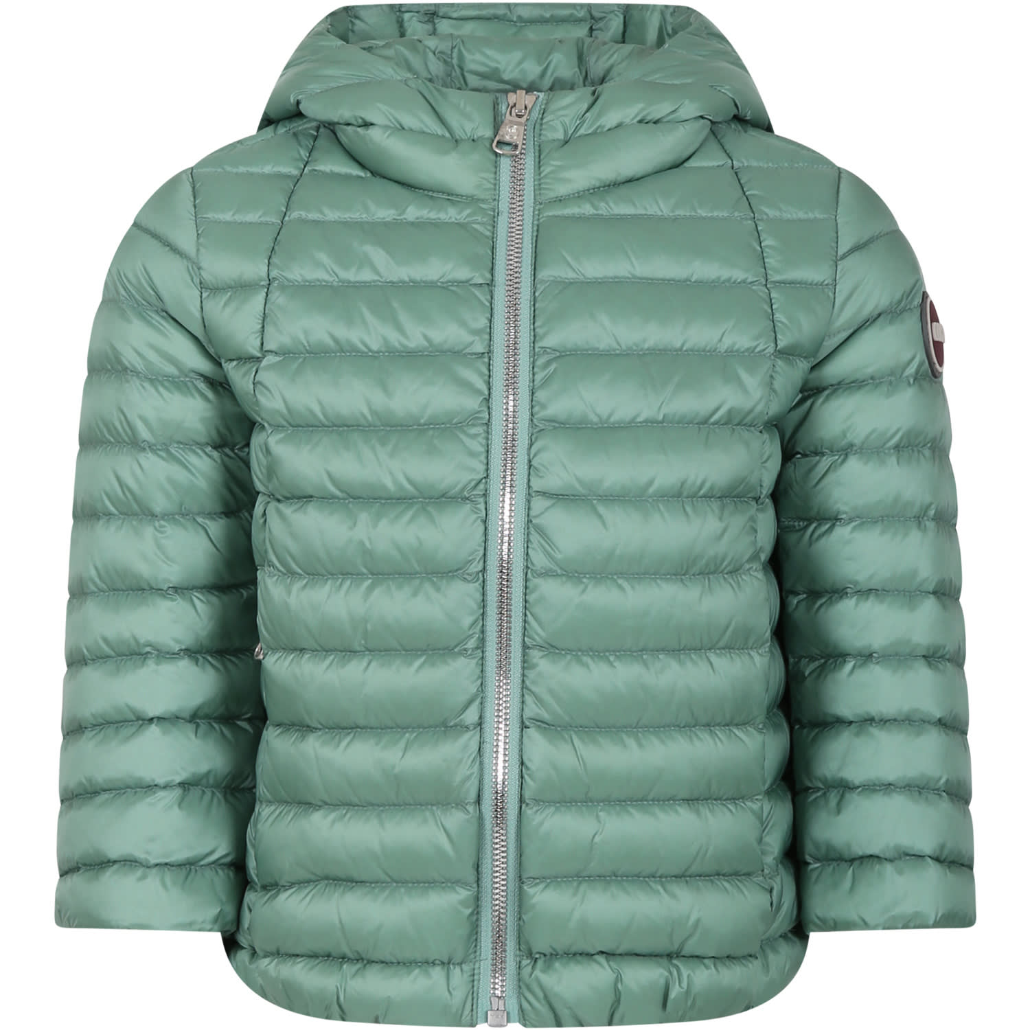 Colmar Green Down Jacket For Girl With Logo
