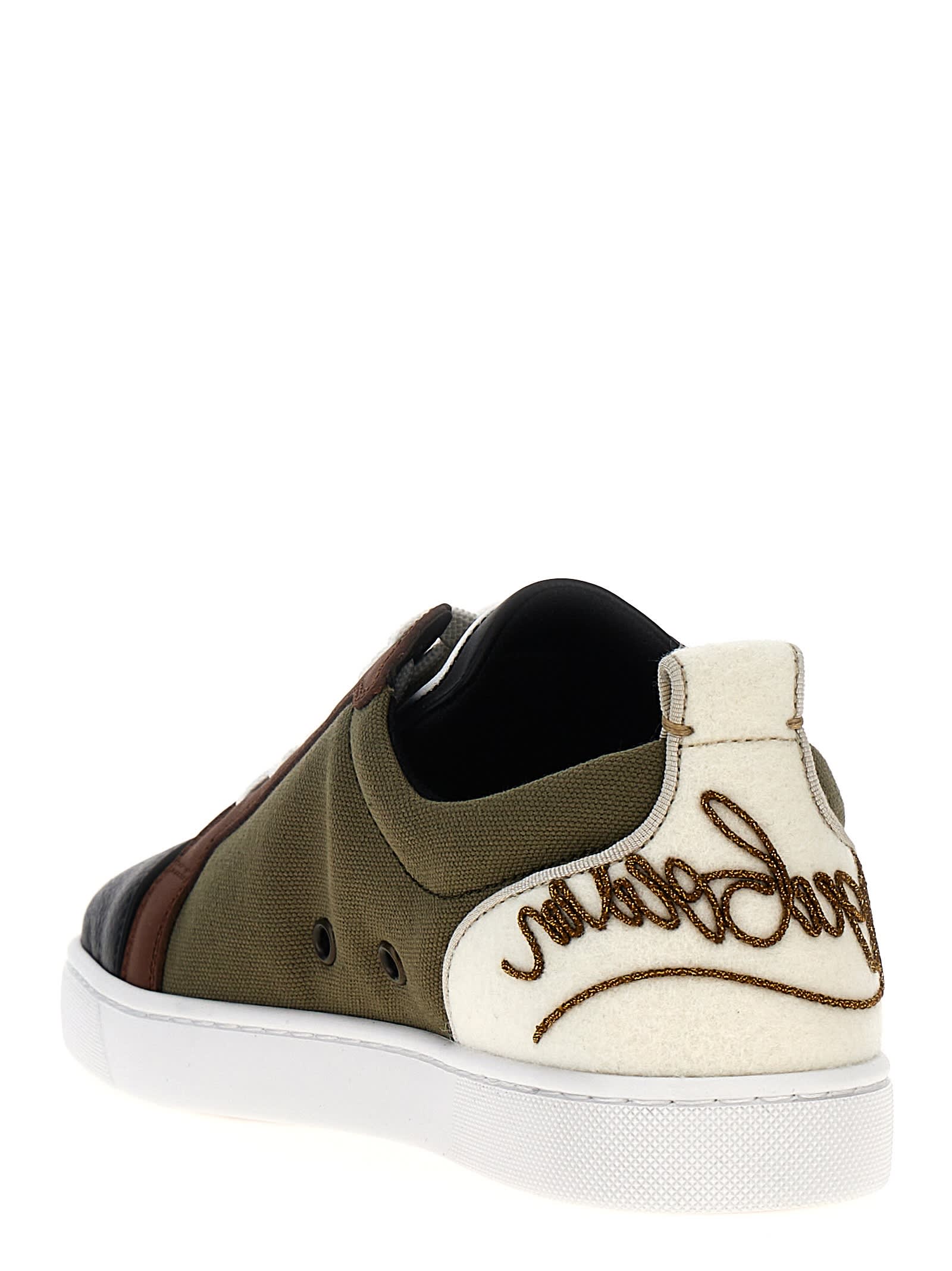 Shop Christian Louboutin Fun Lousi Junior Flat Sneakers In Multicolor