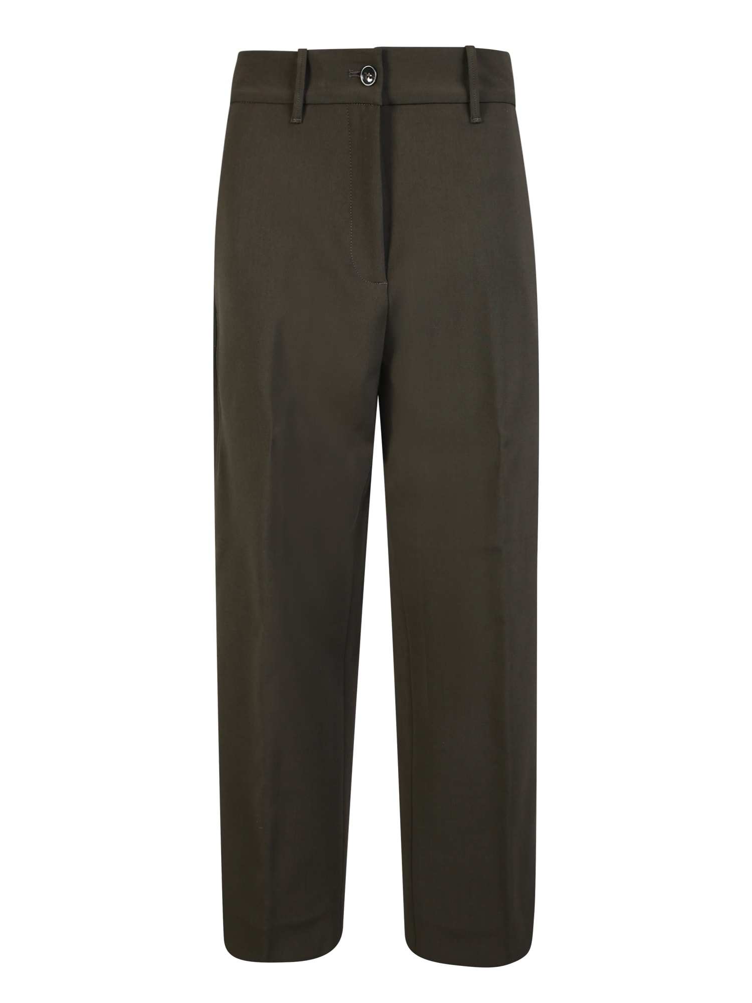Nine In The Morning Green Technical Wool Cropped Trousers In Green