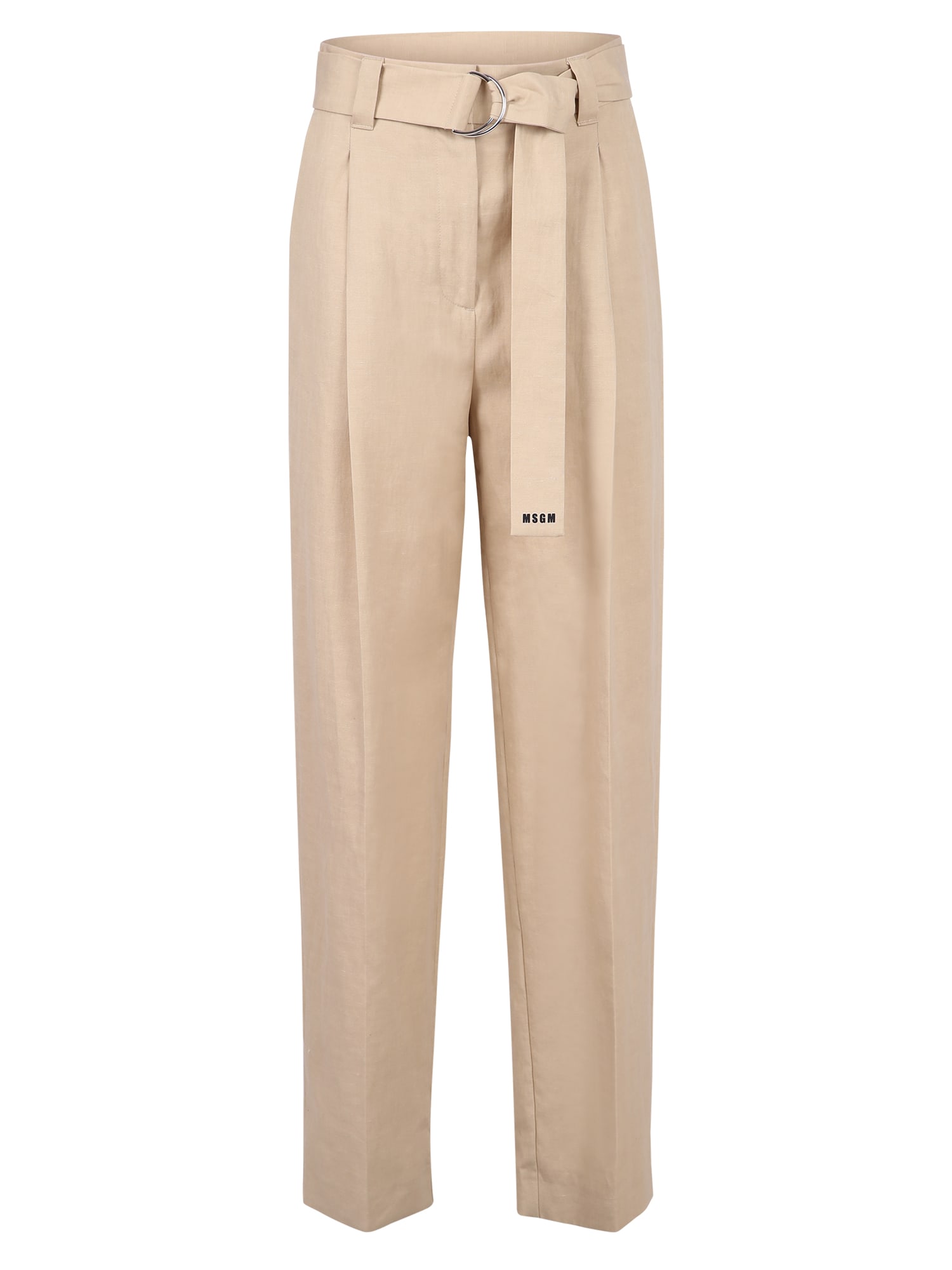 Shop Msgm Belted Trousers In Beige