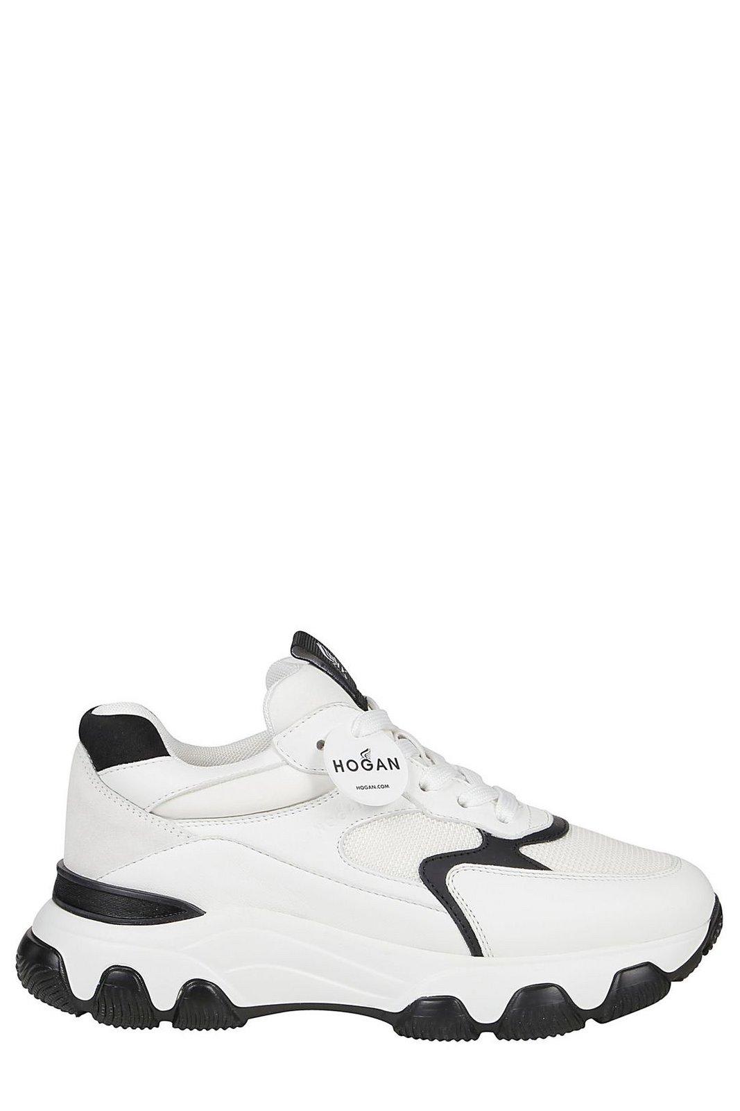 Shop Hogan Logo Detailed Lace-up Sneakers In White