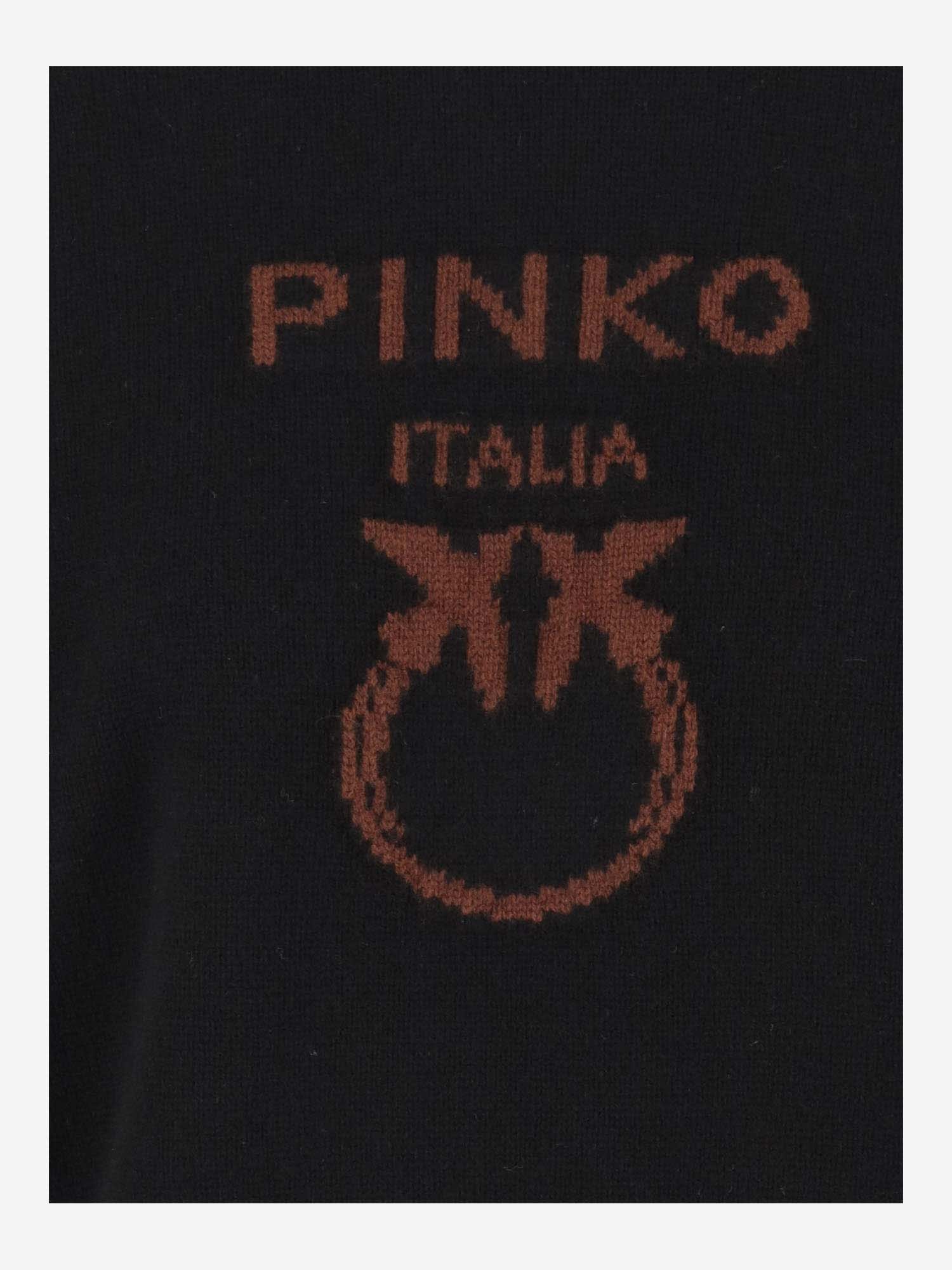 Shop Pinko Wool Sweater With Logo In Black