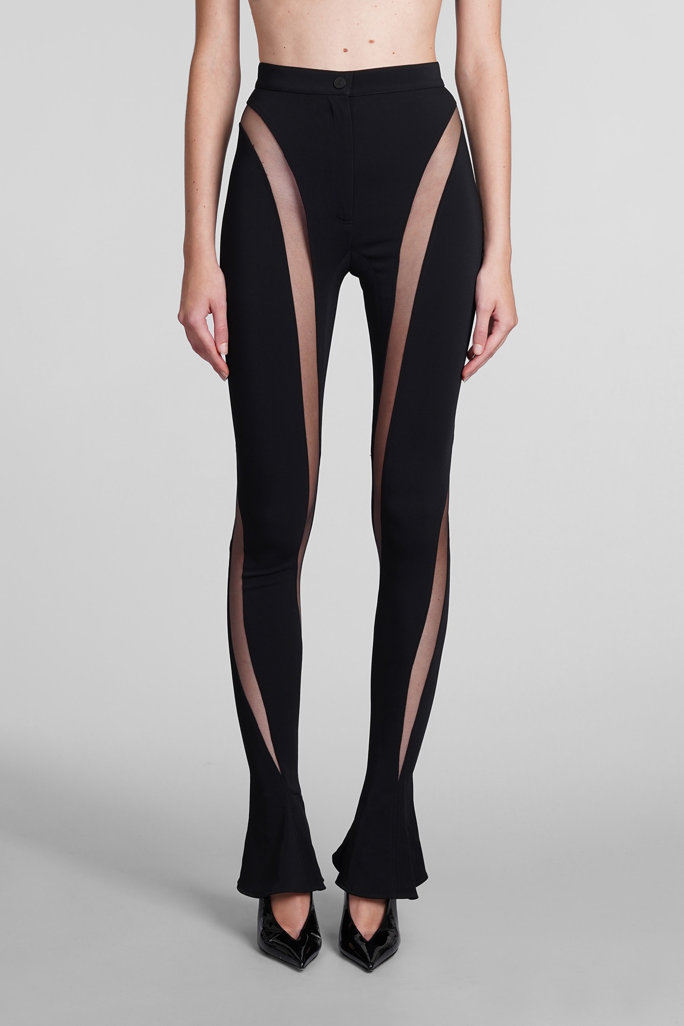 Mugler Spiral-design Leggings In Black