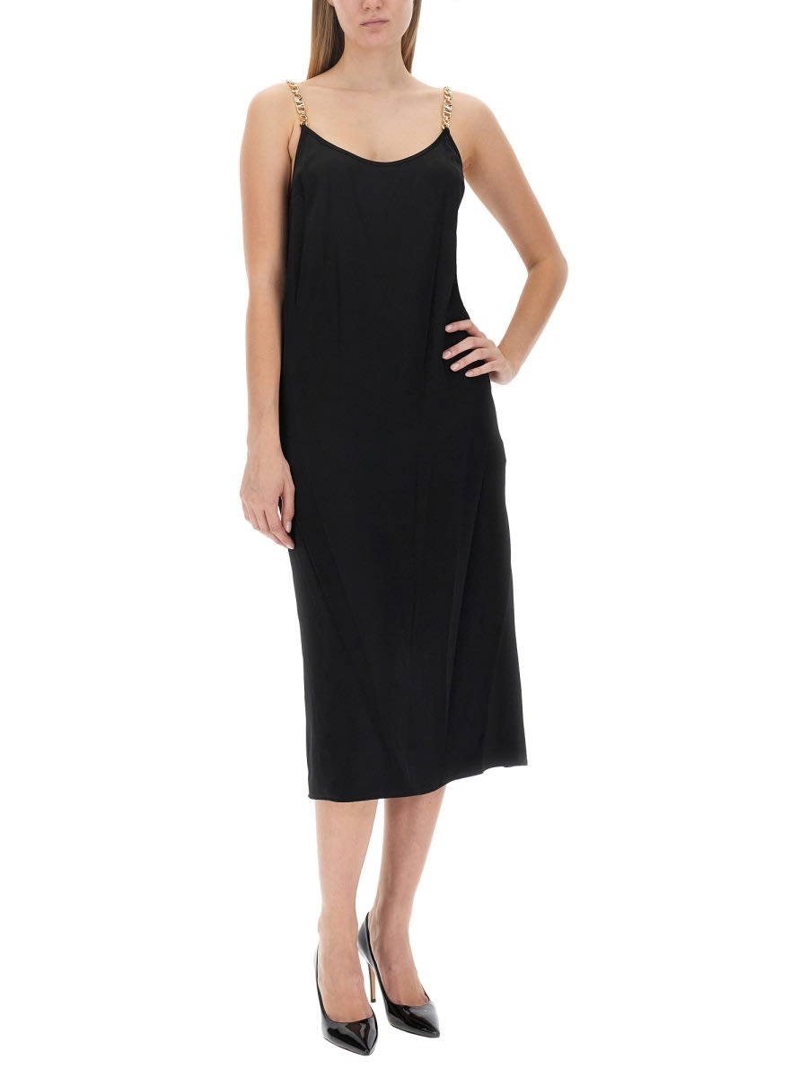 Michael Kors Chain-link Crepe Midi Dress In Black