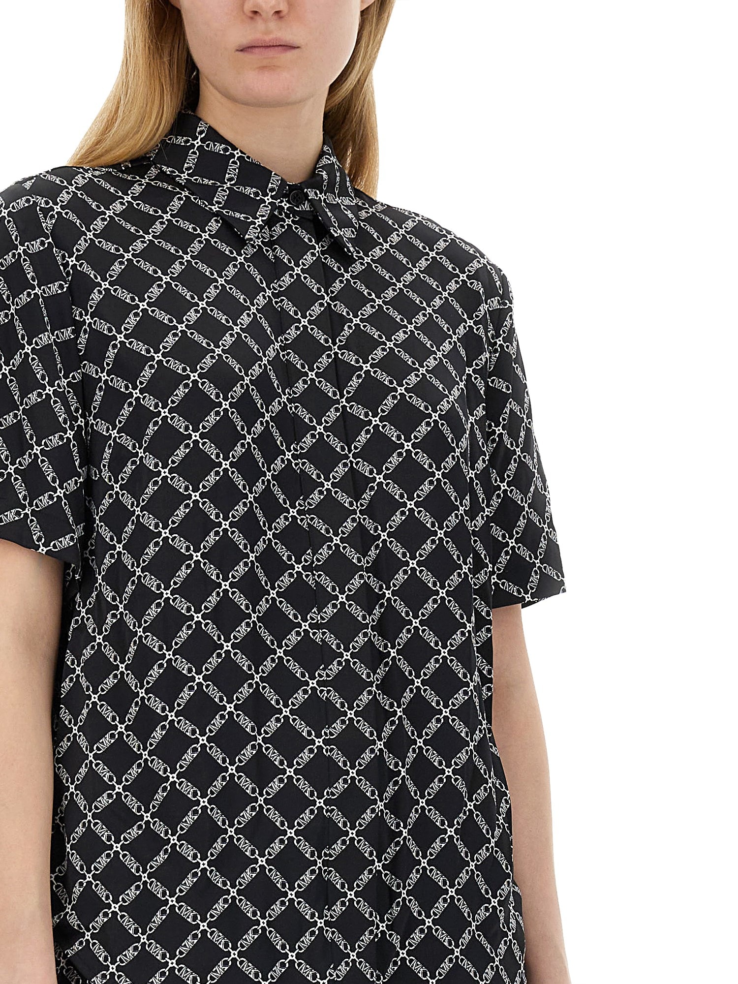 Shop Michael Kors Monogram Shirt In Black/white
