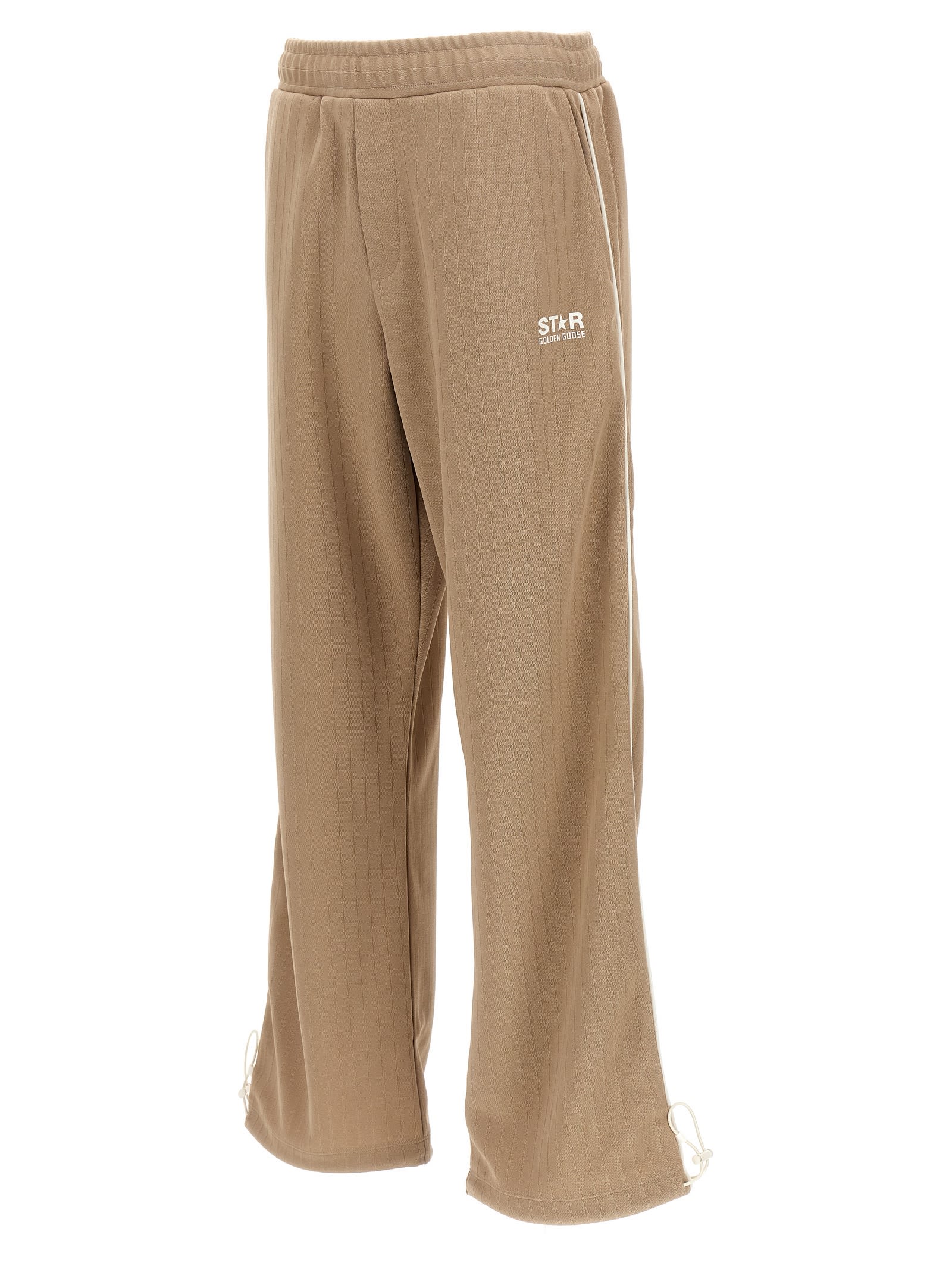 Shop Golden Goose Mark Wide Joggers In Beige