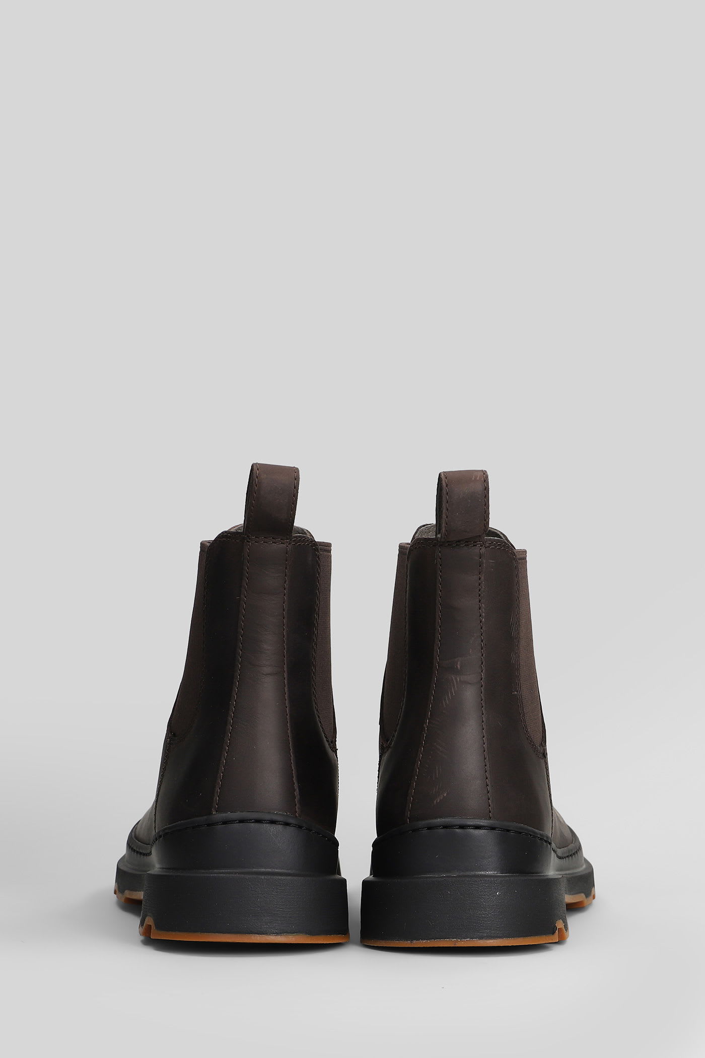Camper Brutus Ankle Boots In Brown Leather In Multi