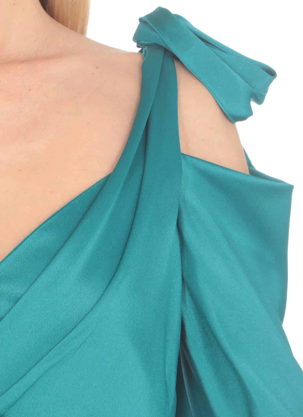 Shop Alberta Ferretti Silk Blend Long Dress In Green