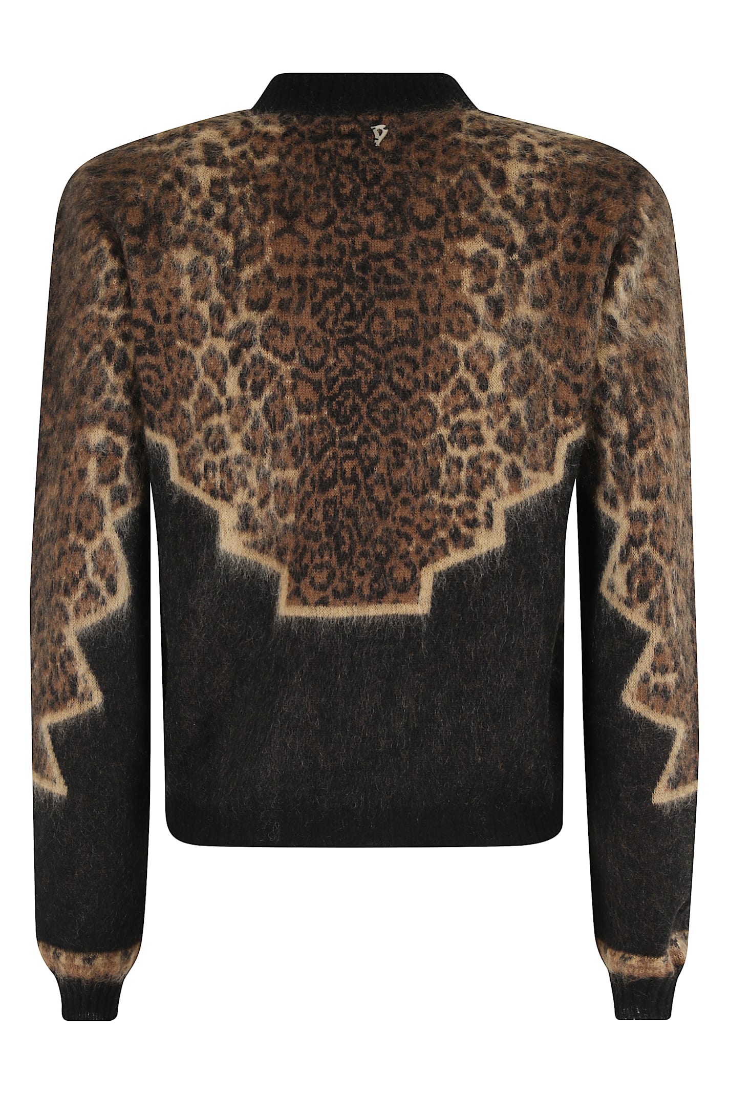 Dondup Leopard-print Geometric-pattern Sweater In Gray