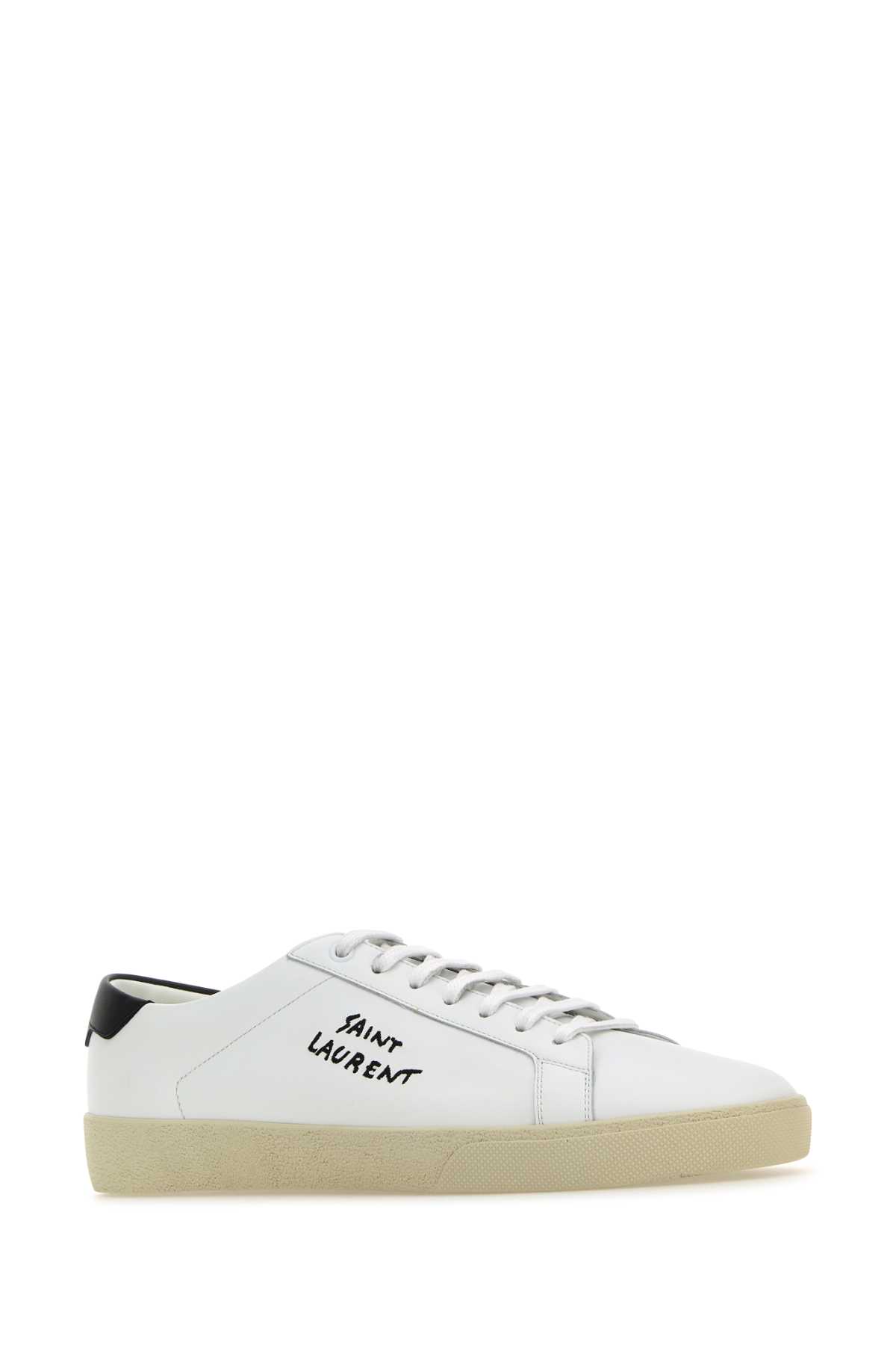 Shop Saint Laurent White Leather Court Sl/06 Sneakers In Black