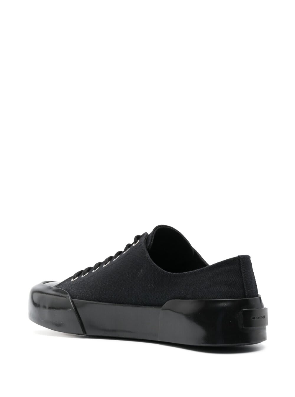 Shop Jil Sander Black Lace-up Low Top Sneakers In Canvas Man