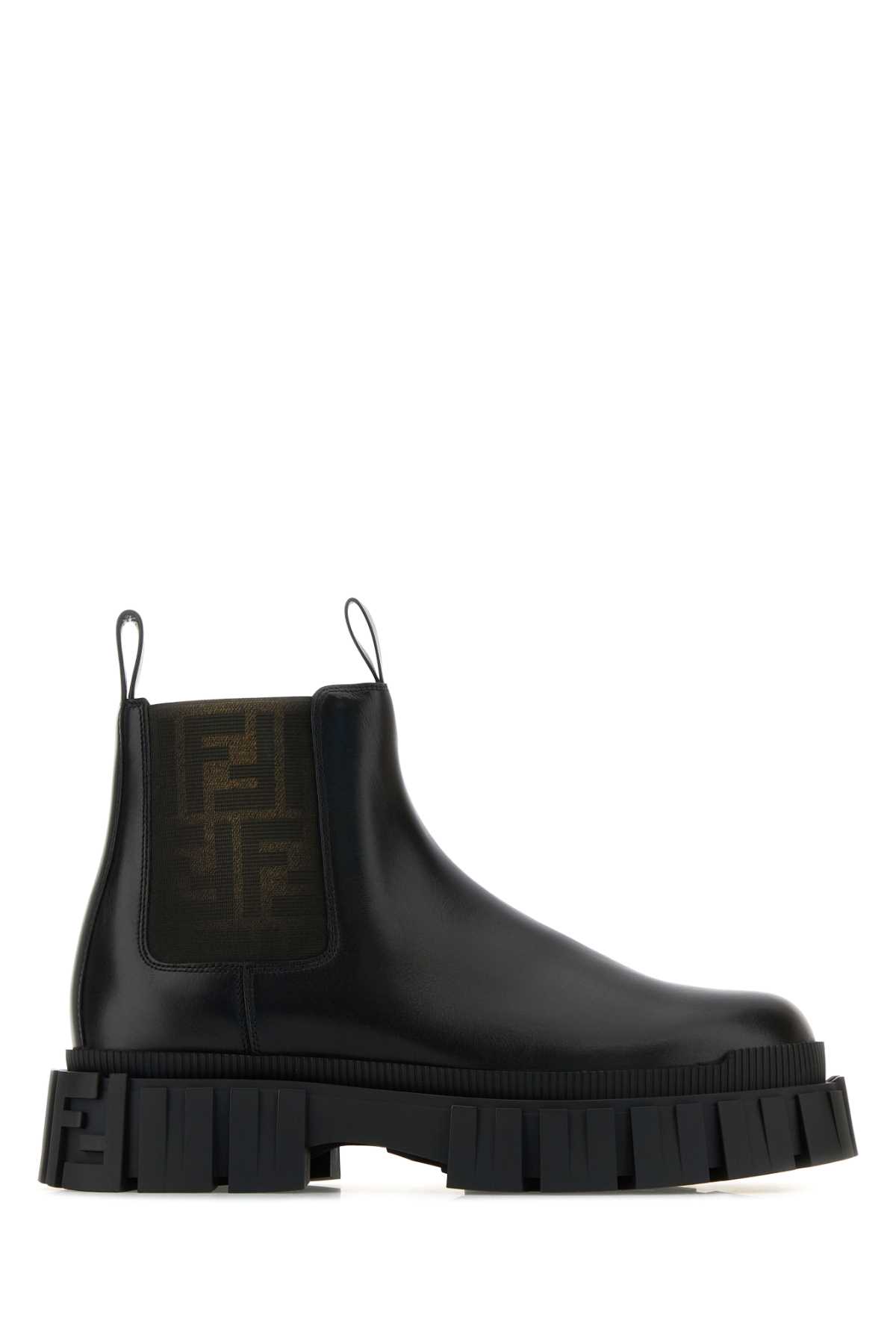 Black Leather Fendi Force Ankle Boots