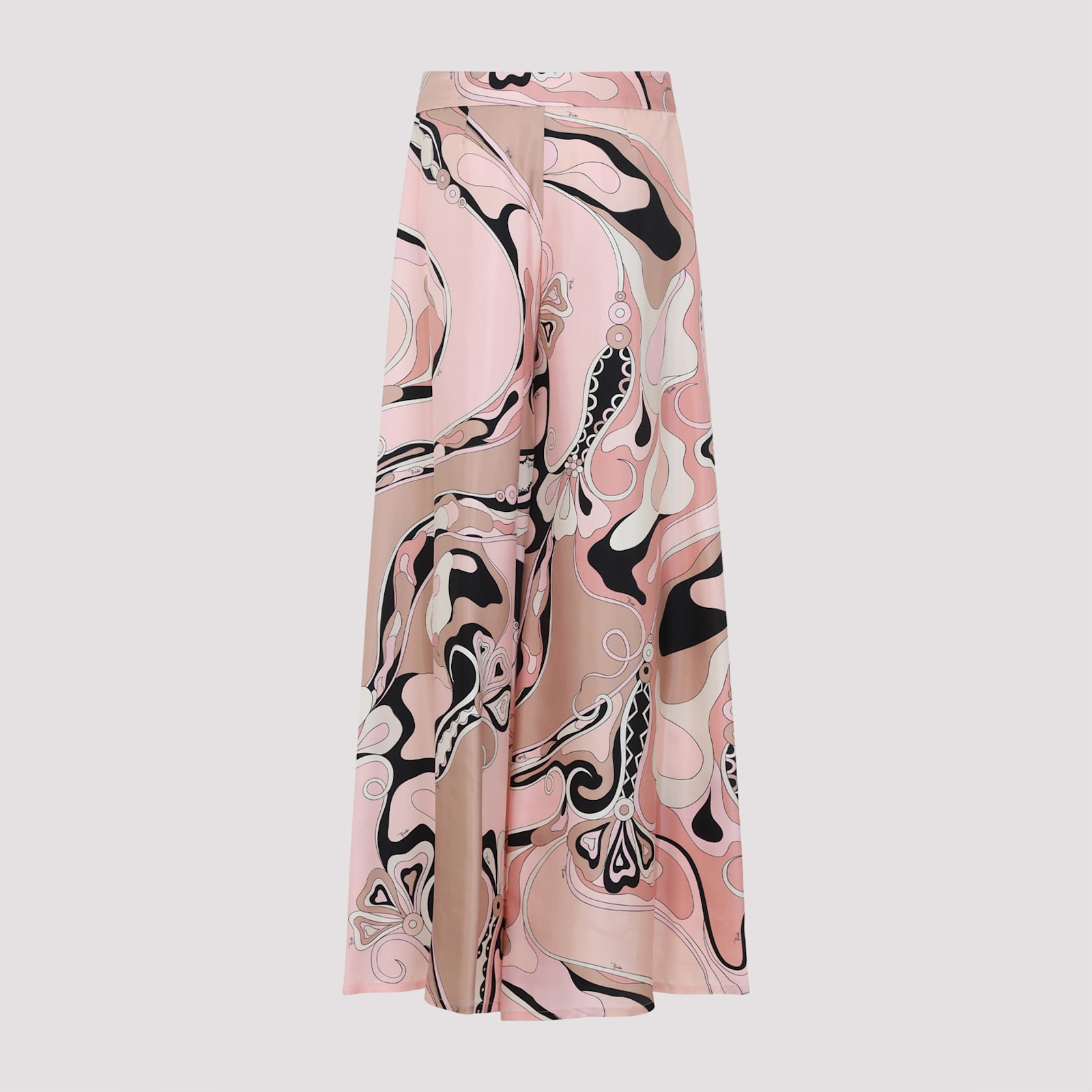 Pucci Silk Twill Orchidee Print Trousers In Nude