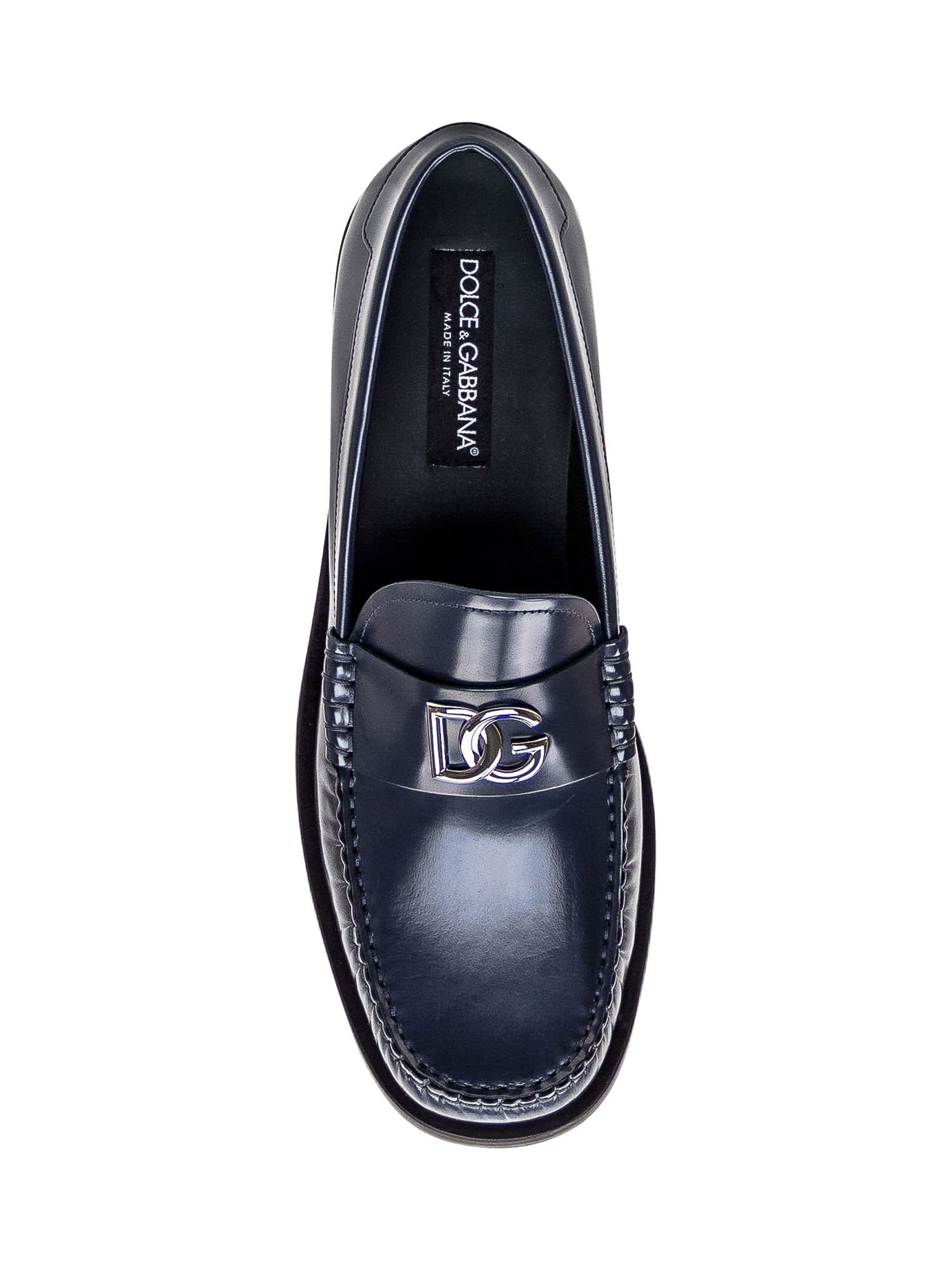 Shop Dolce & Gabbana Leather Loafer In Blu 3