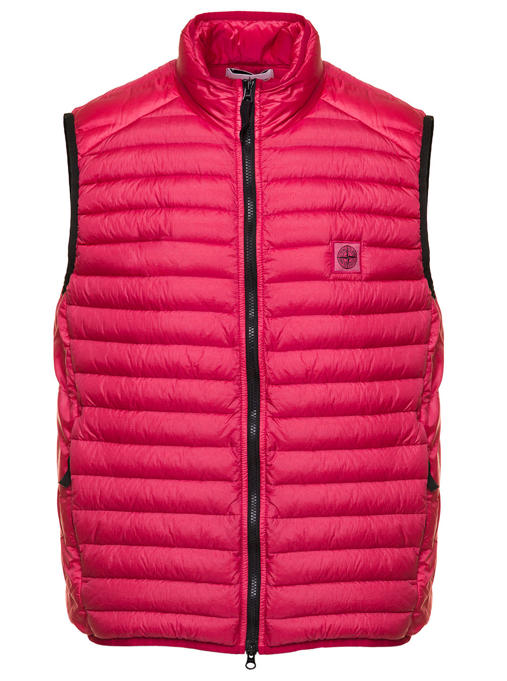 STONE ISLAND RED DOWN VEST WITH LOGO PATCH IN NYLON MAN STONE ISLAND