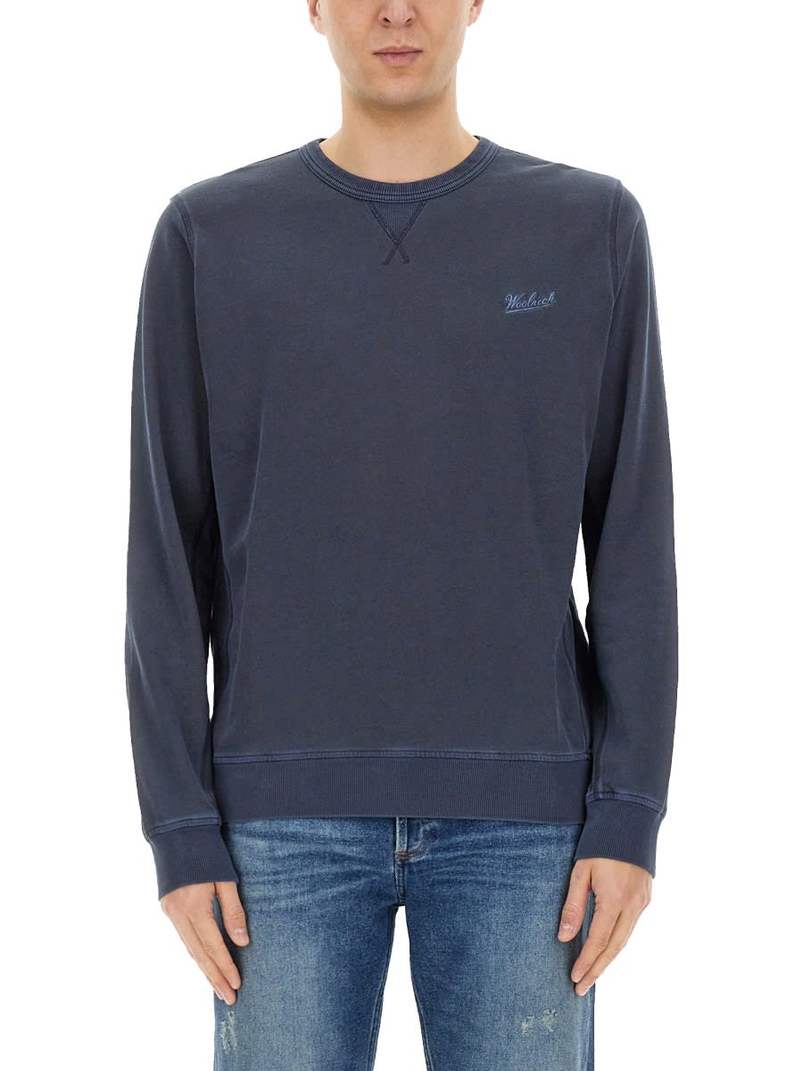 Woolrich Logo Embroidered Crewneck Sweatshirt In Gold