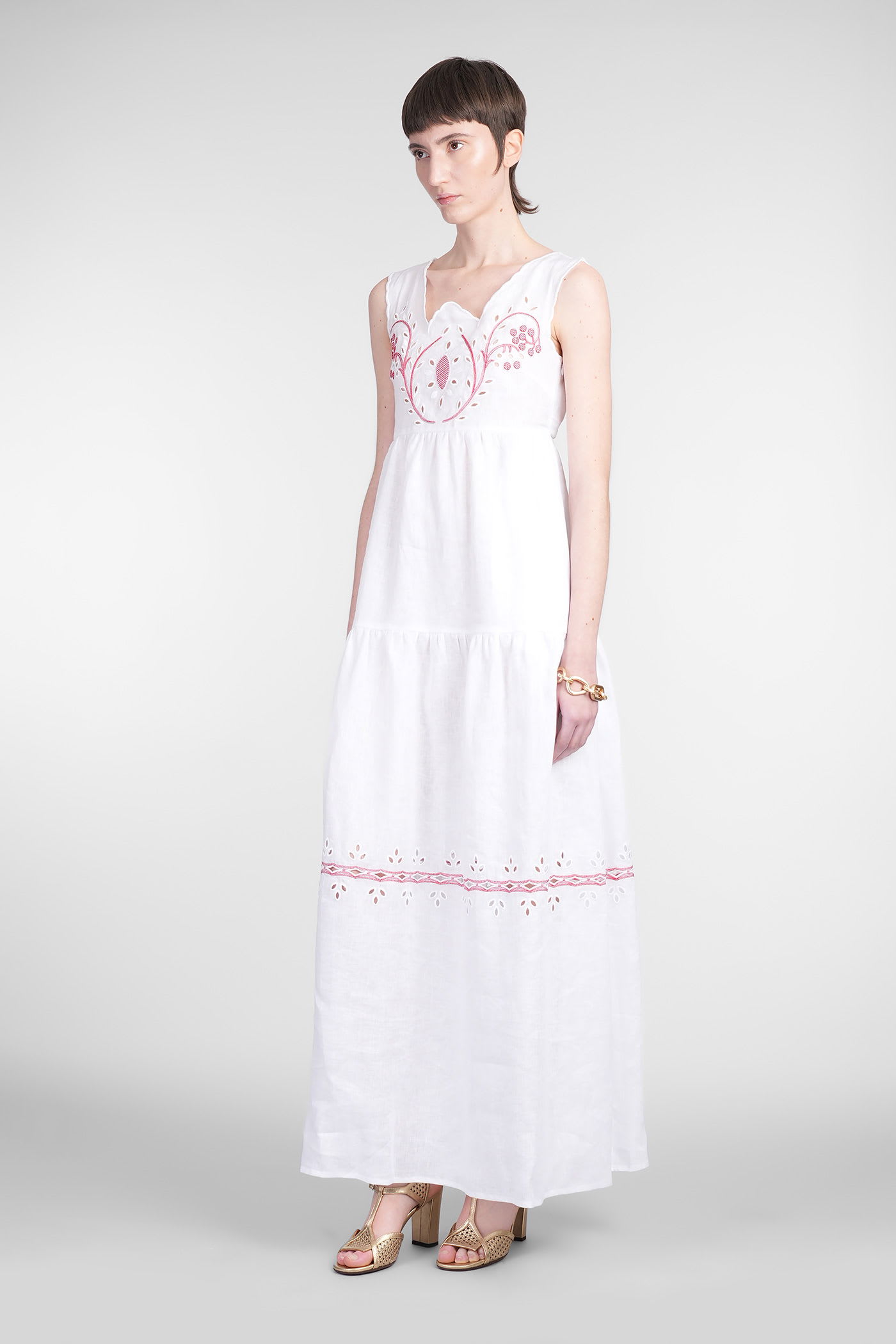 Holy Caftan Embroidery-detail Maxi Dress In White