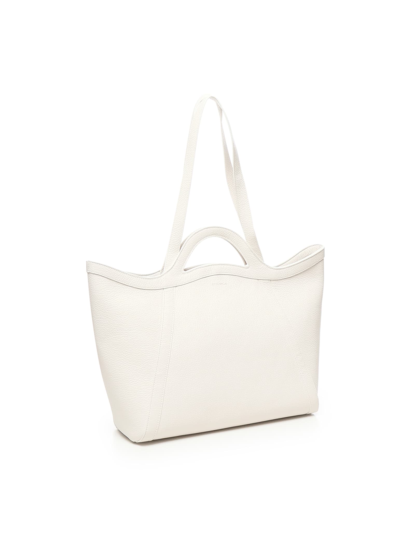 Coccinelle Amalia Curved-handle Leather Tote Bag In White