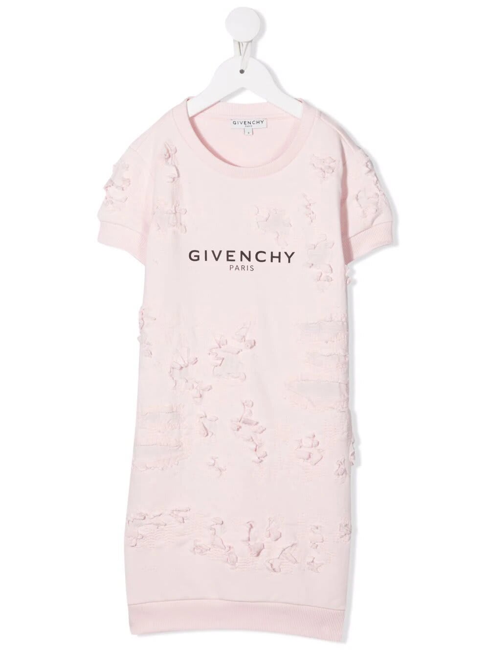 Givenchy Kids Pink Dress With Logo And Jacquard Embroidery With Aged Effect
