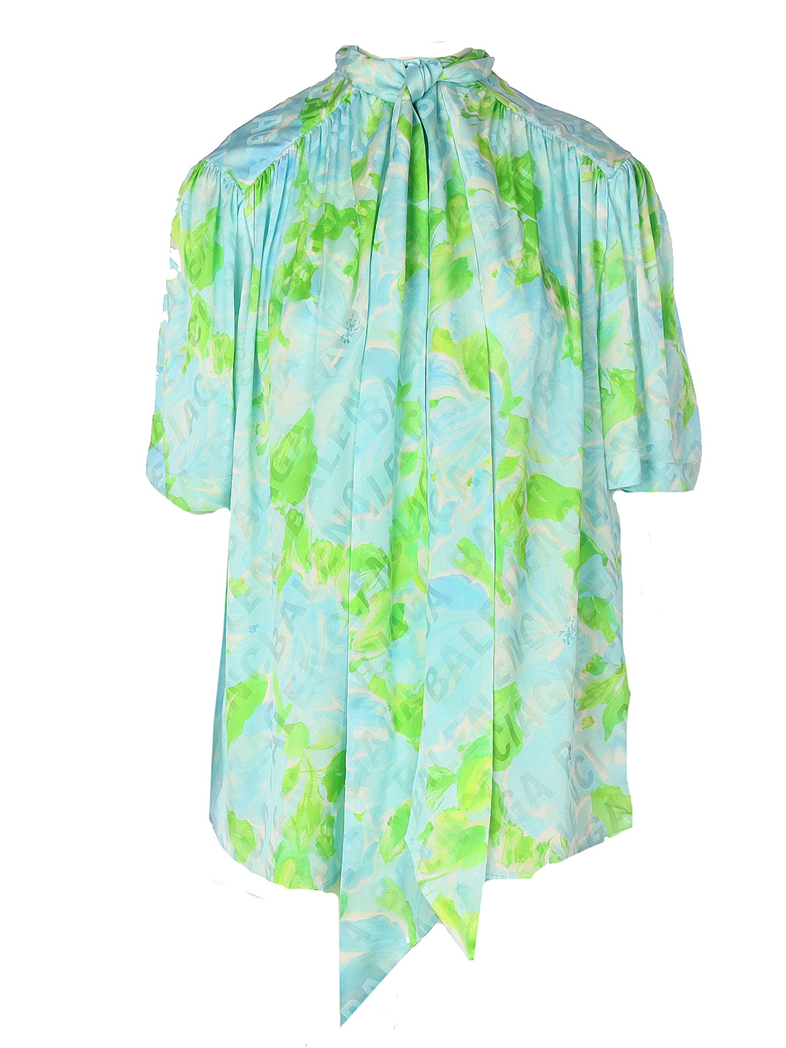 BALENCIAGA S/S SCARF BLOUSE,11318423