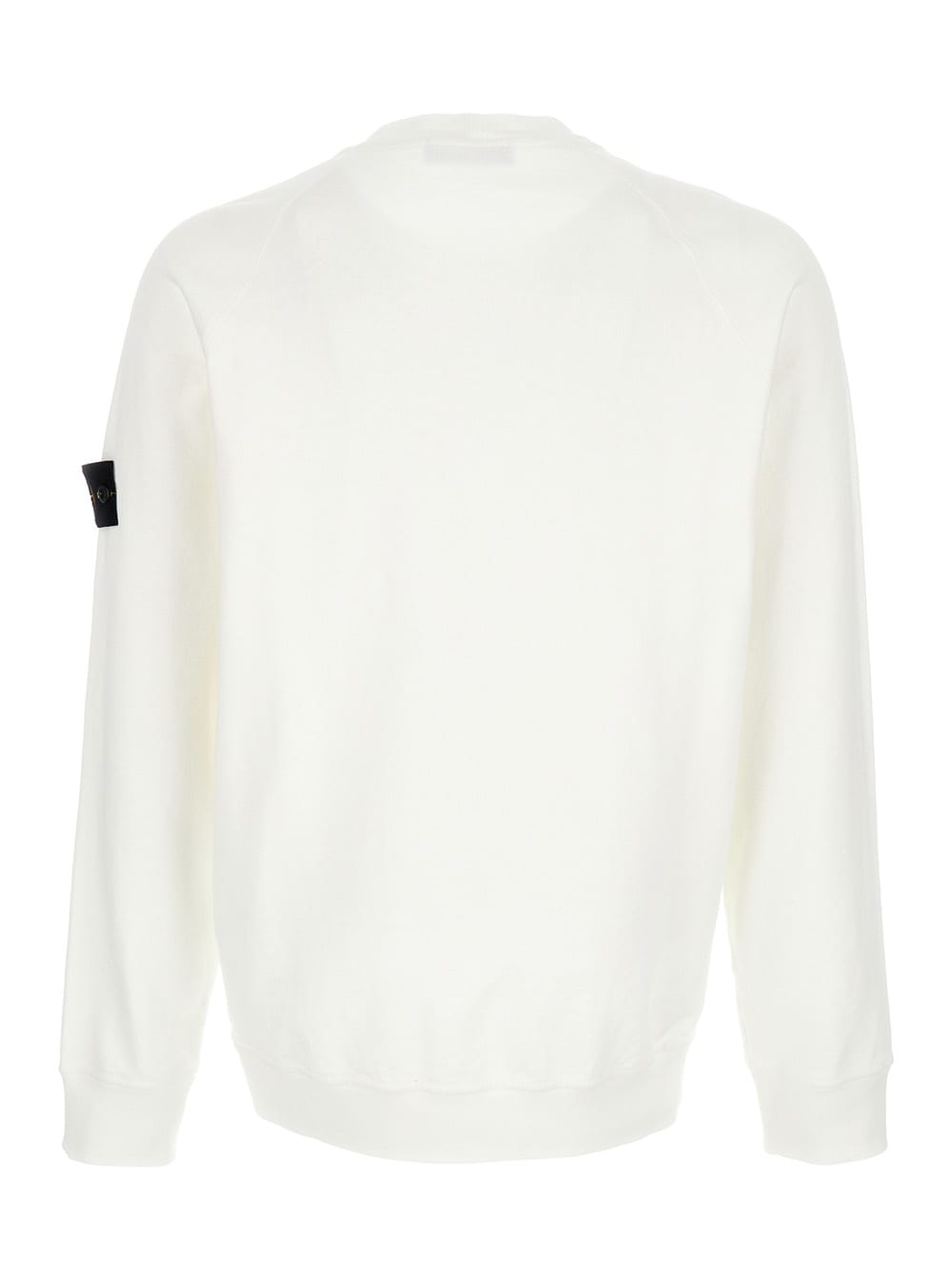 Shop Stone Island White Crewneck Sweatshirt With Logo Patch In Cotton Man