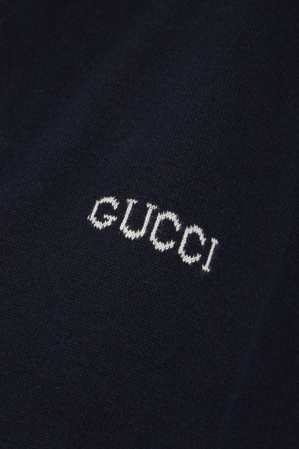 Gucci Striped Intarsia-knit Silk And Cotton-blend Sweater In Blu