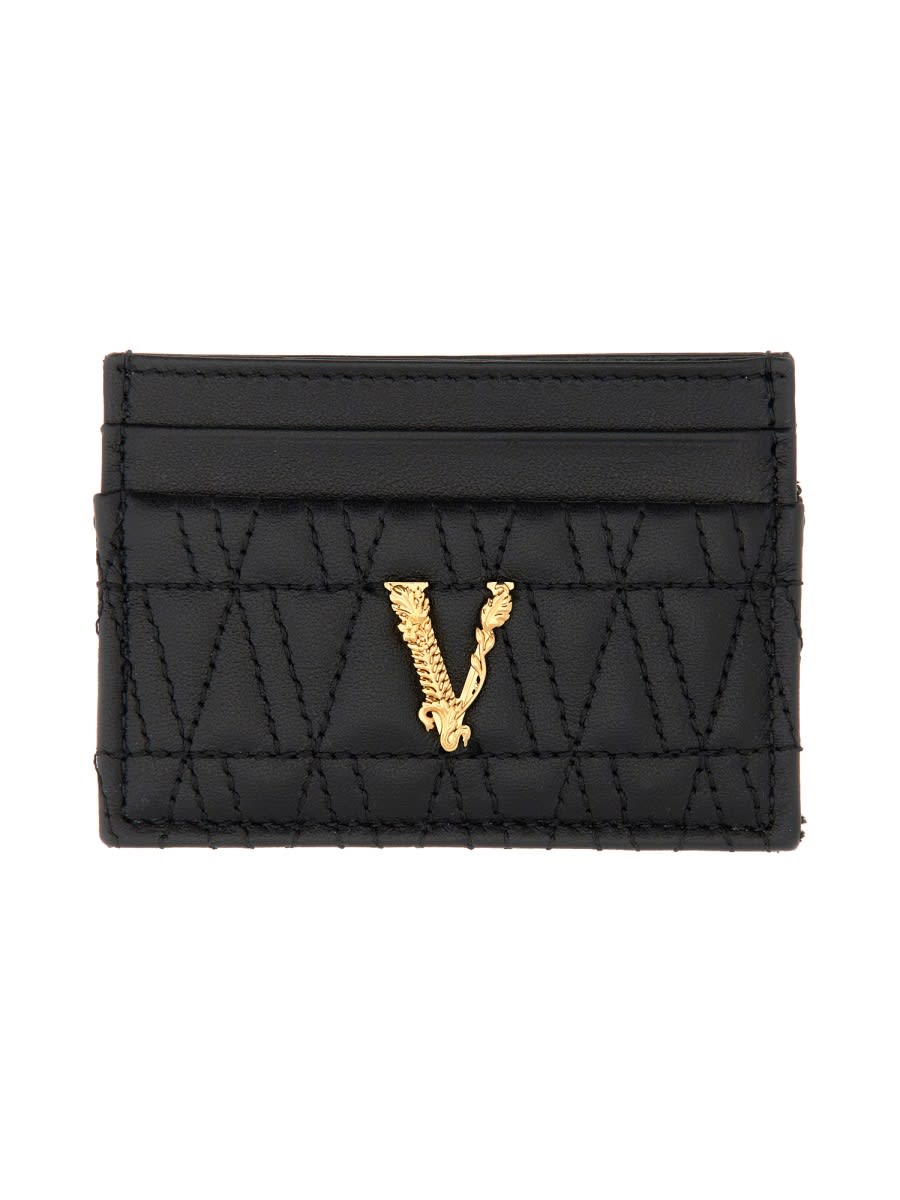 Shop Versace Card Holder Virtus In Black